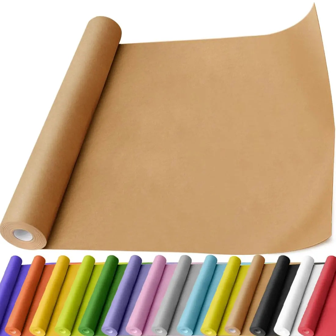 PerkHomy Brown Kraft Paper Roll 17.5" x 600" (50') for Gift Wrapping Bulletin Board Craft Art Bouquet Flower Packing Moving Shipping Floor Covering Table 70GSM 50LB (Brown, 17.5" x 50')