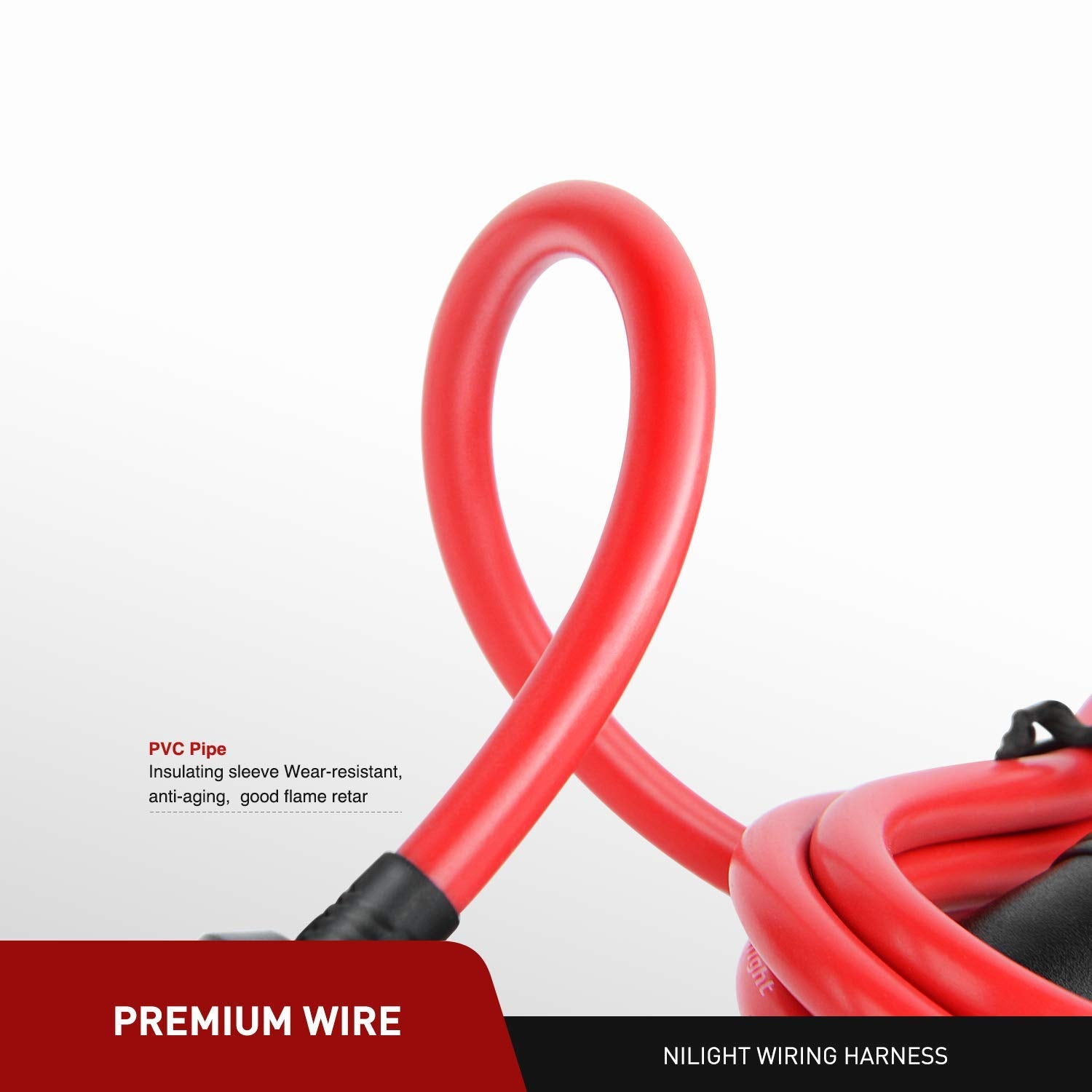 Nilight 10003W 14 Ft Male-to-Female Extension Cord Cable Heavy Duty 12V/24V Car Charger with Cigarette Lighter Socket,2 Years Warranty, red