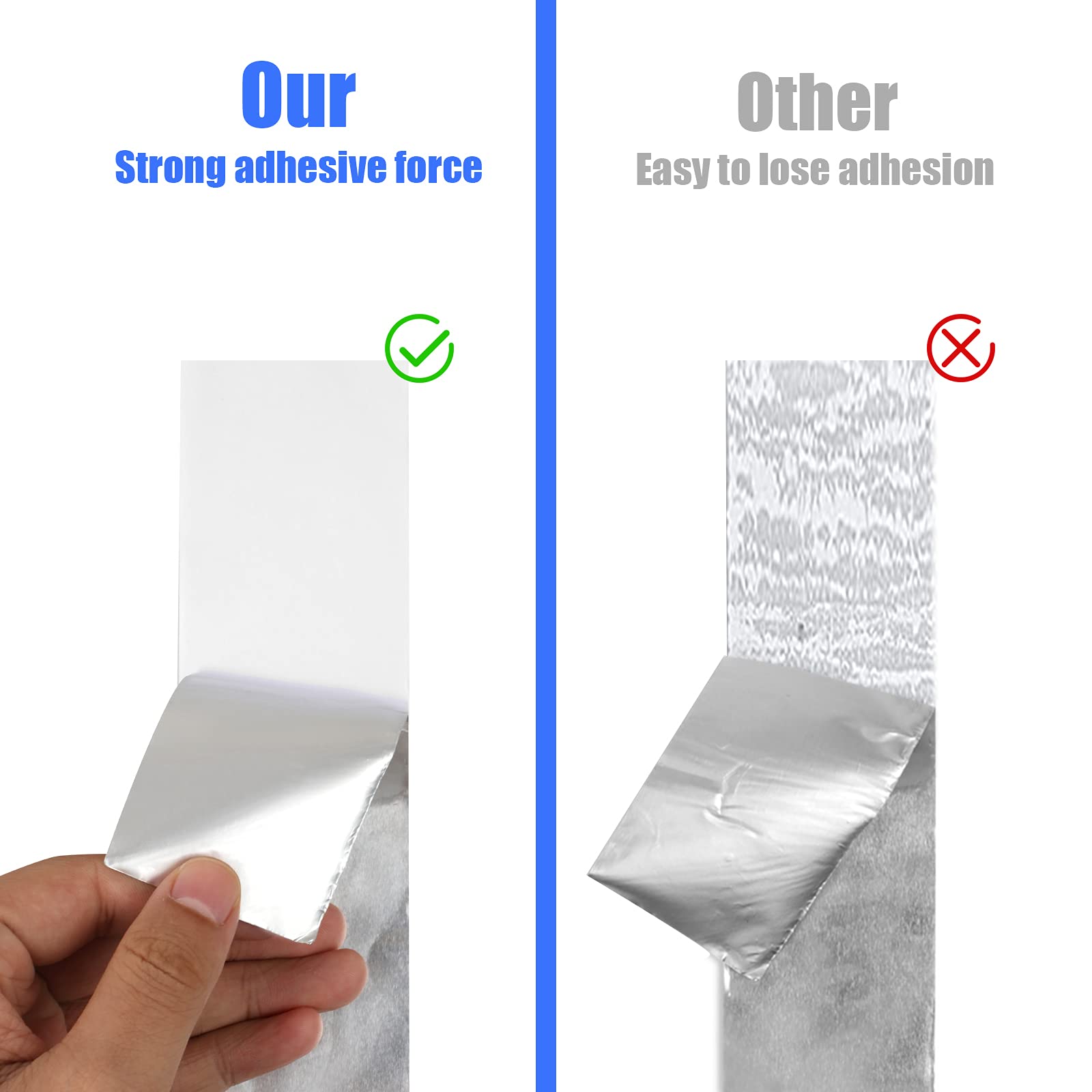 Aluminum Foil Tape, 2 inch x 65 Feet (3.9 mil), Insulation Adhesive Metal High Temperature Heavy Duty HVAC Tape, Silver for Ductwork, Dryer Vent, HVAC