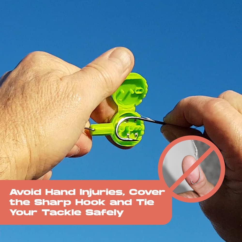 2023 Updated Design Hook Eze Fishing Gear Knot Tying Tool | Pack of 2 | Protect from Fish Hooks | Cool Gadgets | Ice & Fly Tie Fishing Gifts for Beginner Anglers - Green
