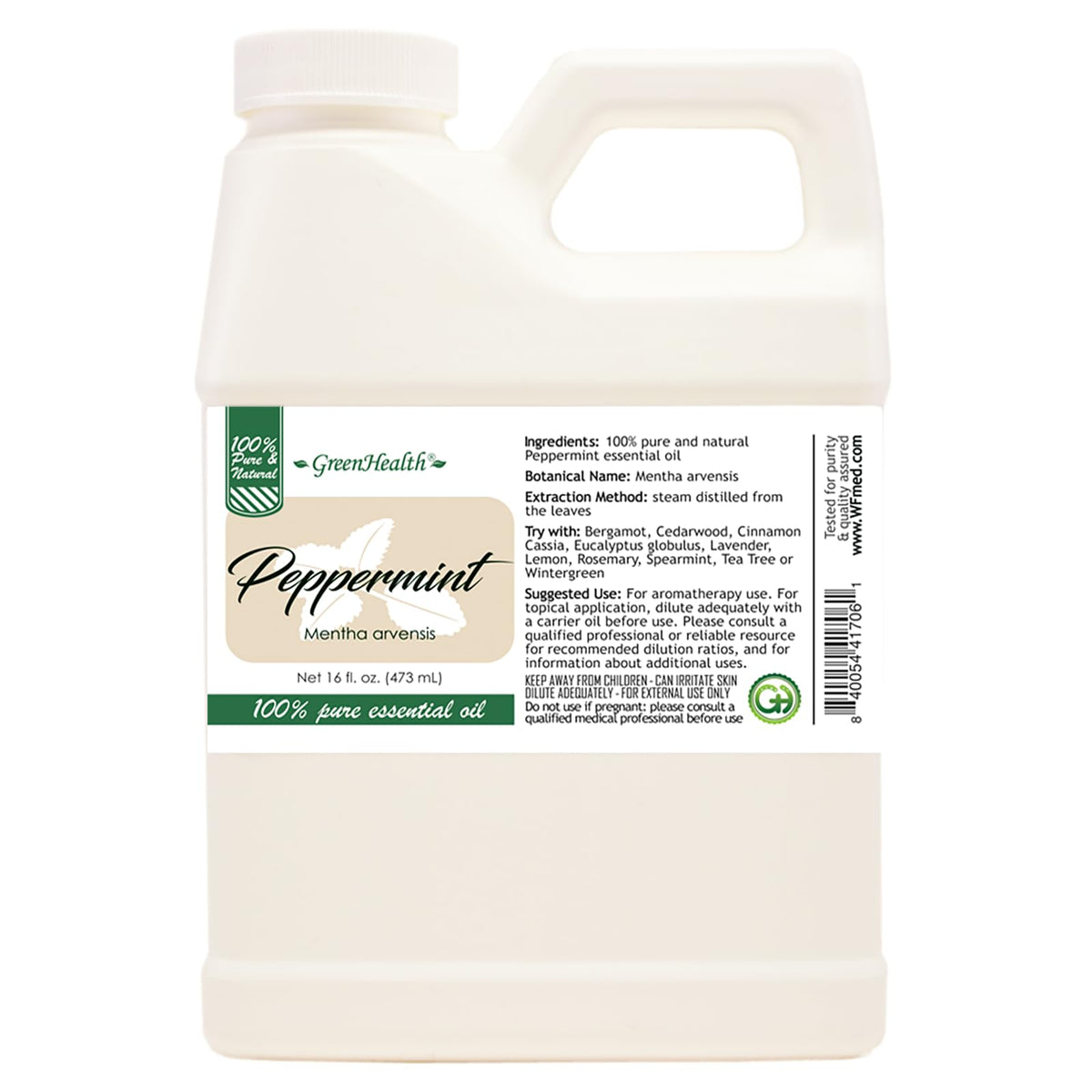 473 ml - Ätherisches Pfefferminzöl 100% rein, unverdünnt, 473 ml - GreenHealth