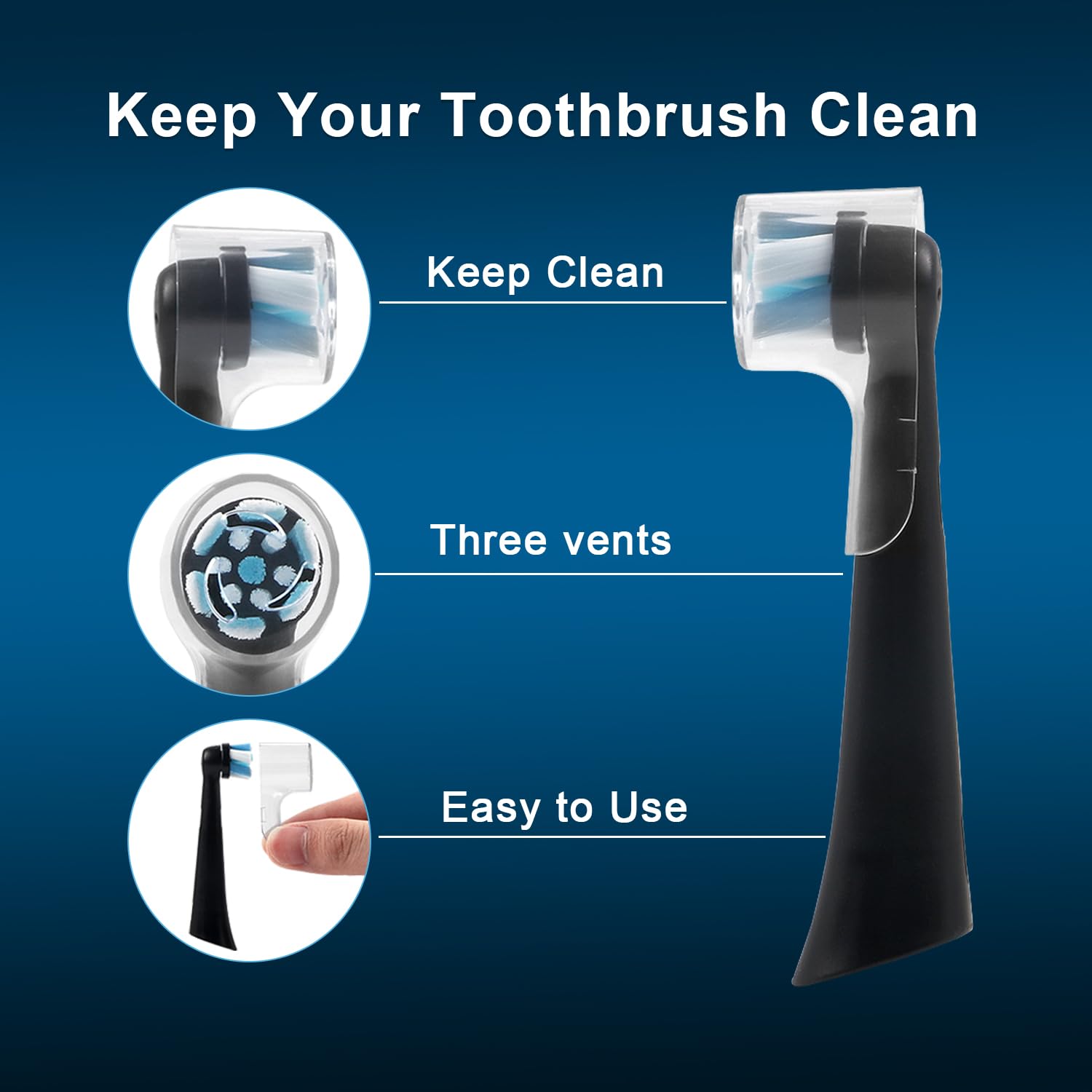 HSYTEK 6 Pack Toothbrush Heads Dustproof Cover Compatible with Oral B, Fits for Oral-B iO Series, Pro 1000, 1500, 5000, 7500 Electric Toothbrush, Protects Brush Head and Convenient Travel