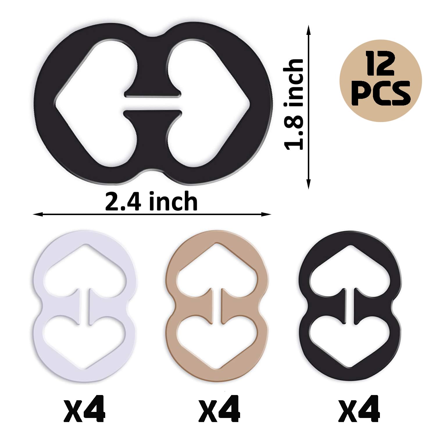 W-Plus Bra Strap Clips, Bra Clips to Make Racerback, Bra Strap Holders for Slip, Bra Strap Holder - Conceal Hide Straps - Cleavage Control