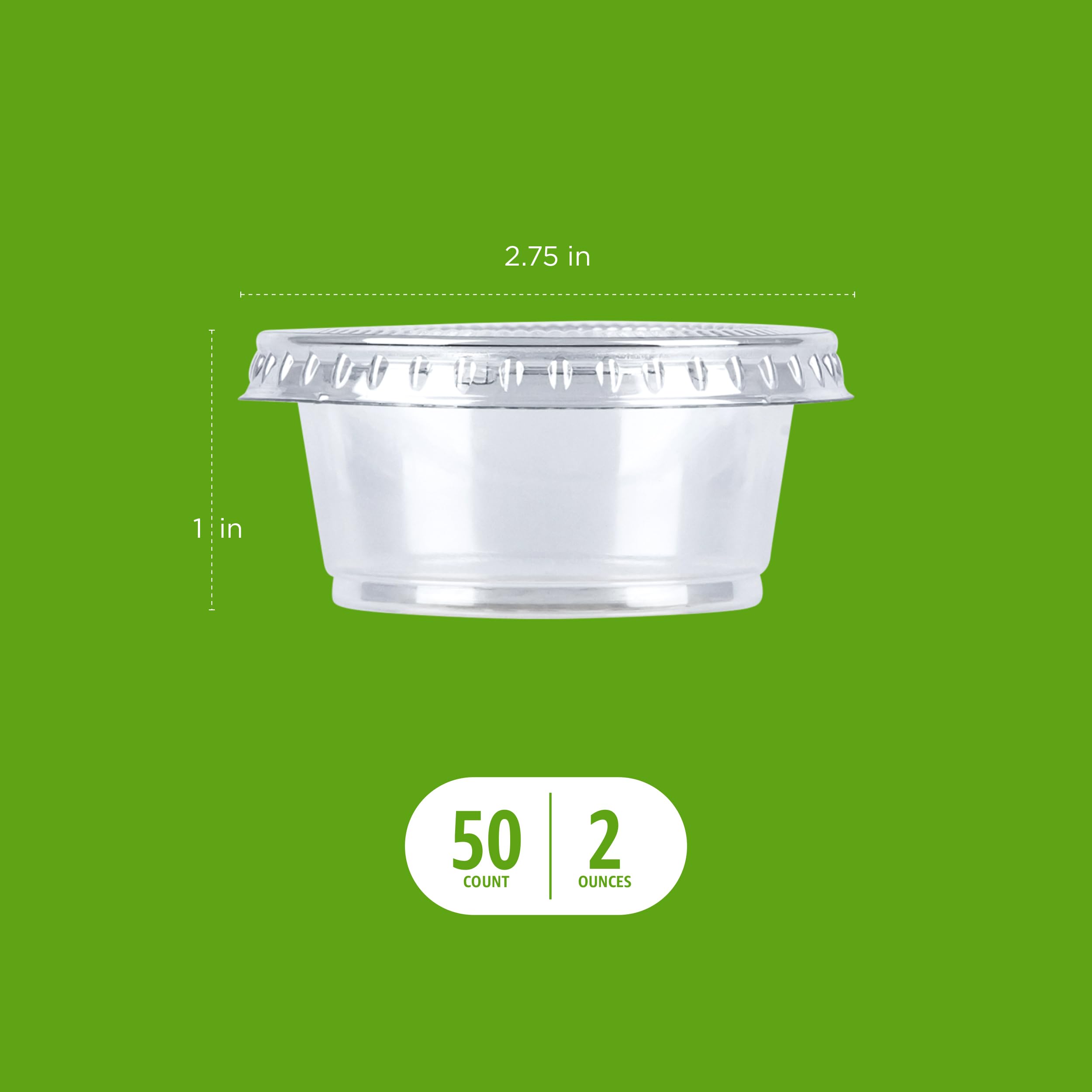Amazon Basics Disposable Plastic To-Go Cups and Lids, Mini, 2oz, 50 Count