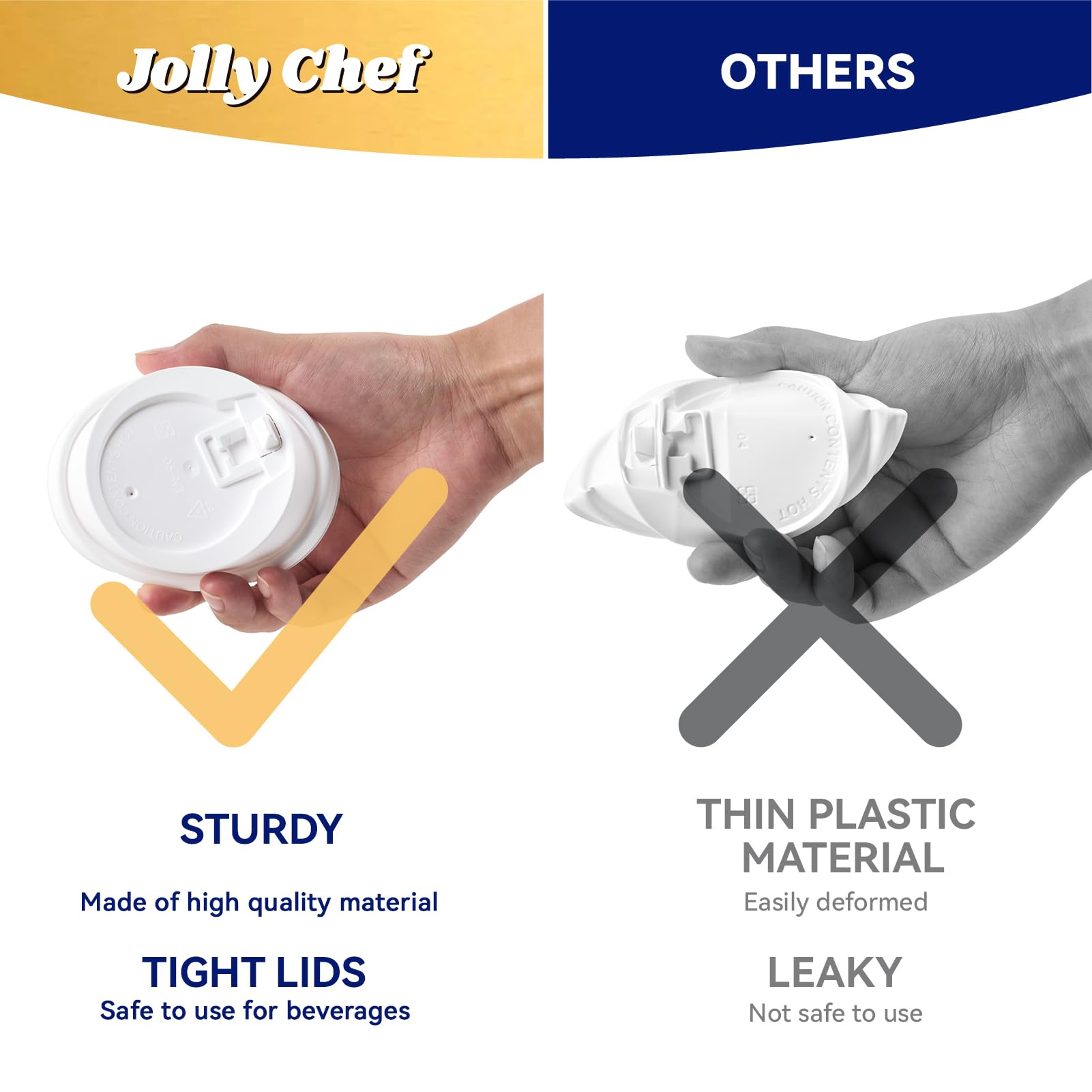 JOLLY CHEF 16 oz Coffee Cups with Lids 100 Pack, Disposable Hot Paper Coffee Cups with Lids, Sleeves and Stirrers (Blue Leaf and Grey Leaf)