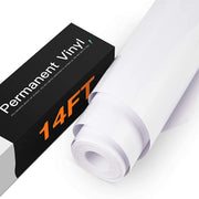 HTVRONT White Permanent Vinyl, 12" x 14 FT Adhesive White Vinyl Roll Compatible with Cricut Cutting Machine, Silhouette, Cameo Cutters, Signs, Scrapbooking, Craft, Die Cutters (Glossy)