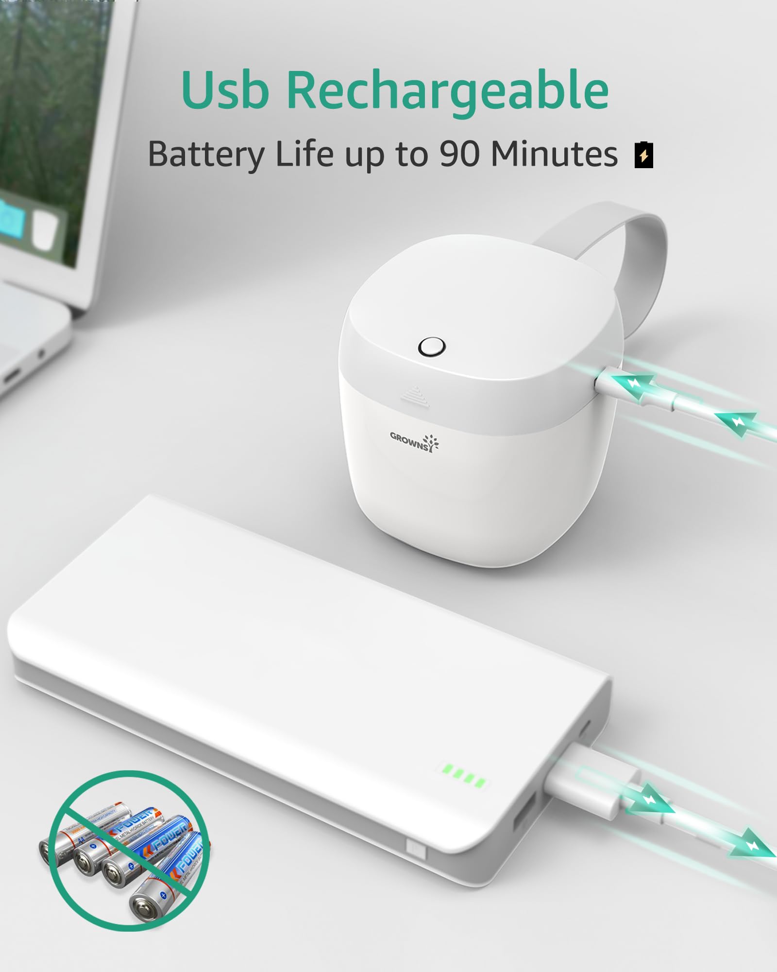 GROWNSY Pacifier Sanitizer Portable, UV Light Sanitizer on The Go, USB Charging Sanitizer Case, Mini Pacifier Sanitizer 99.99% Cleaned in 59 Seconds (White)