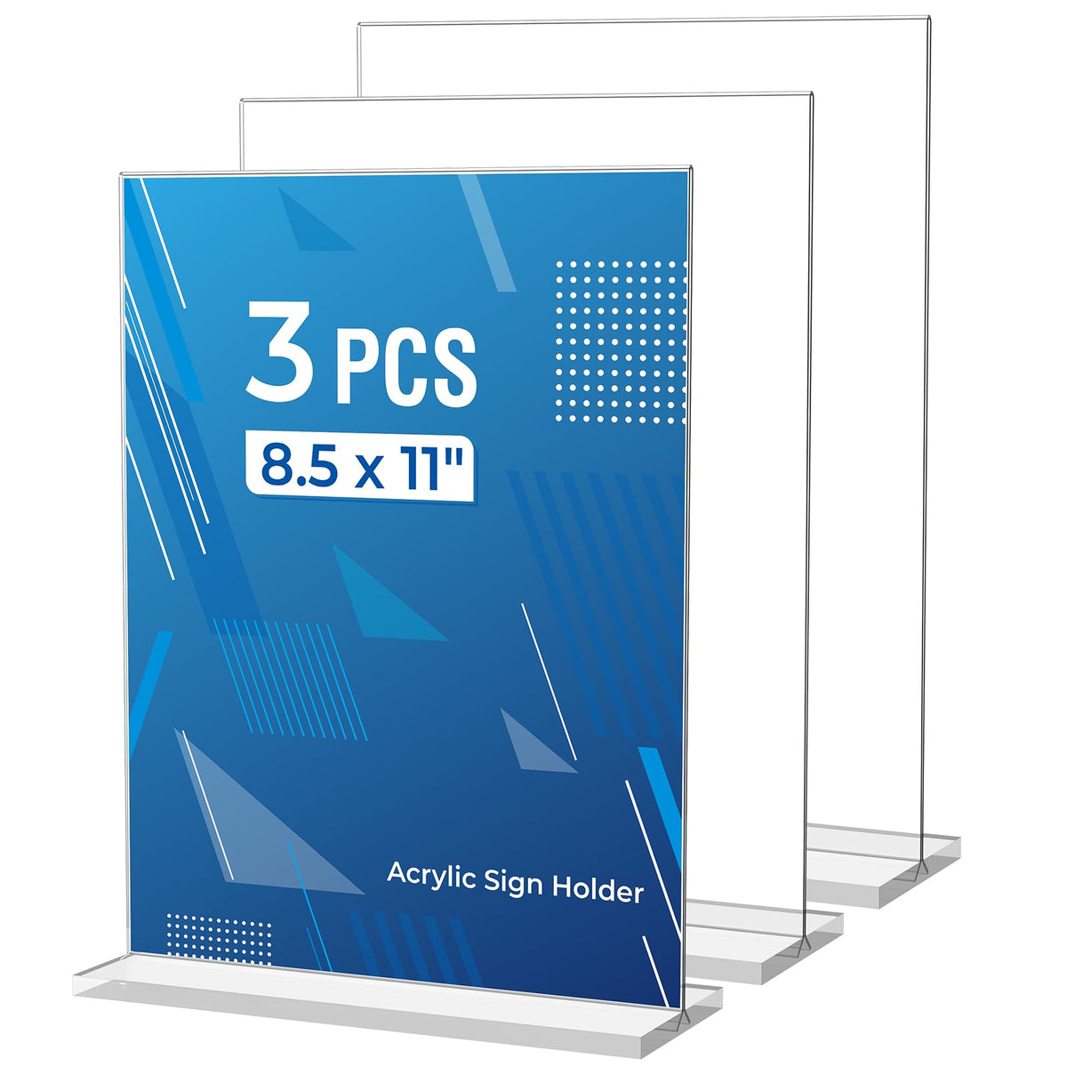 3er-Pack Acryl-Schilderständer 8,5 x 11 Zoll, transparenter Menüständer, vertikale Flyer-Anzeige, Tischpapierhalter, Schreibtischbroschüre, Kunststoff-Schilderanzeige für Restaurants, Büro, Geschäft