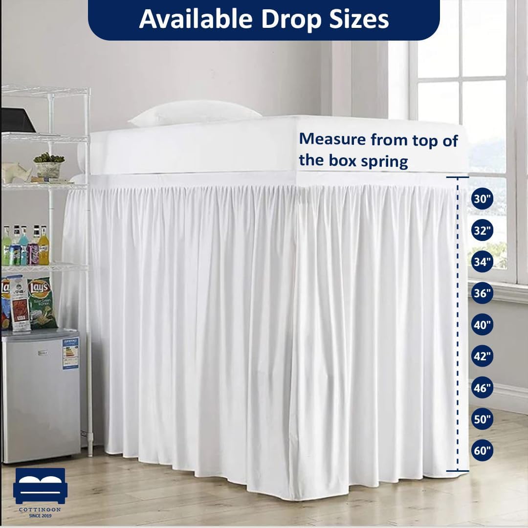 Cottingon Dorm Room Bed Skirt, 100% Microfiber, White, Twin XL-32 Drop