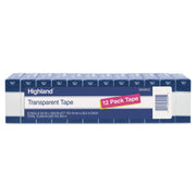 Highland Transparent Tape, 3/4" x 1000", 1" Core, Clear, 12/Pack (5910K12)