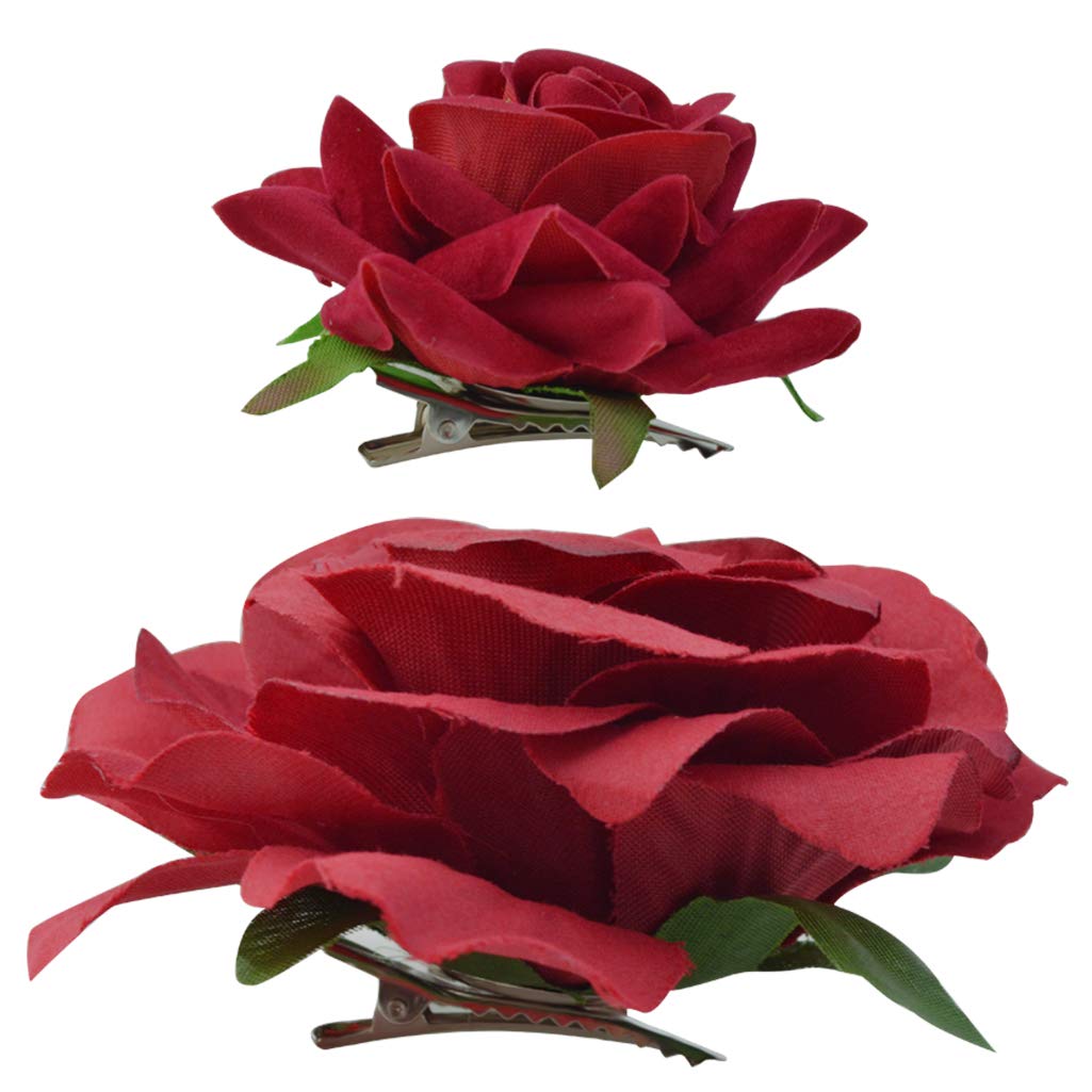 Topbuti Rose Hair Clip Flower Hairpin Brooch Floral Clips, 4 Pcs Fabric Rose Flowers Hair Clips Mexican Hair Flowers Pin up Headpieces for Woman Girl Wedding Party Mother's Day