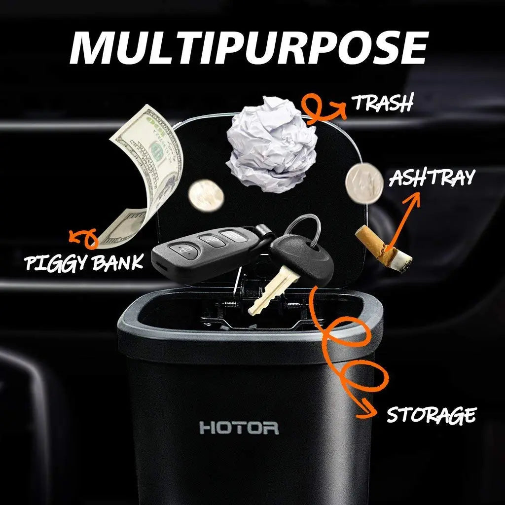 HOTOR Car Trash Can, Trash Cup with 30 Additional Trash Bags for Exclusive Using, Multipurpose for Office & Home to Meet Various Needs - 2 Packs, Black