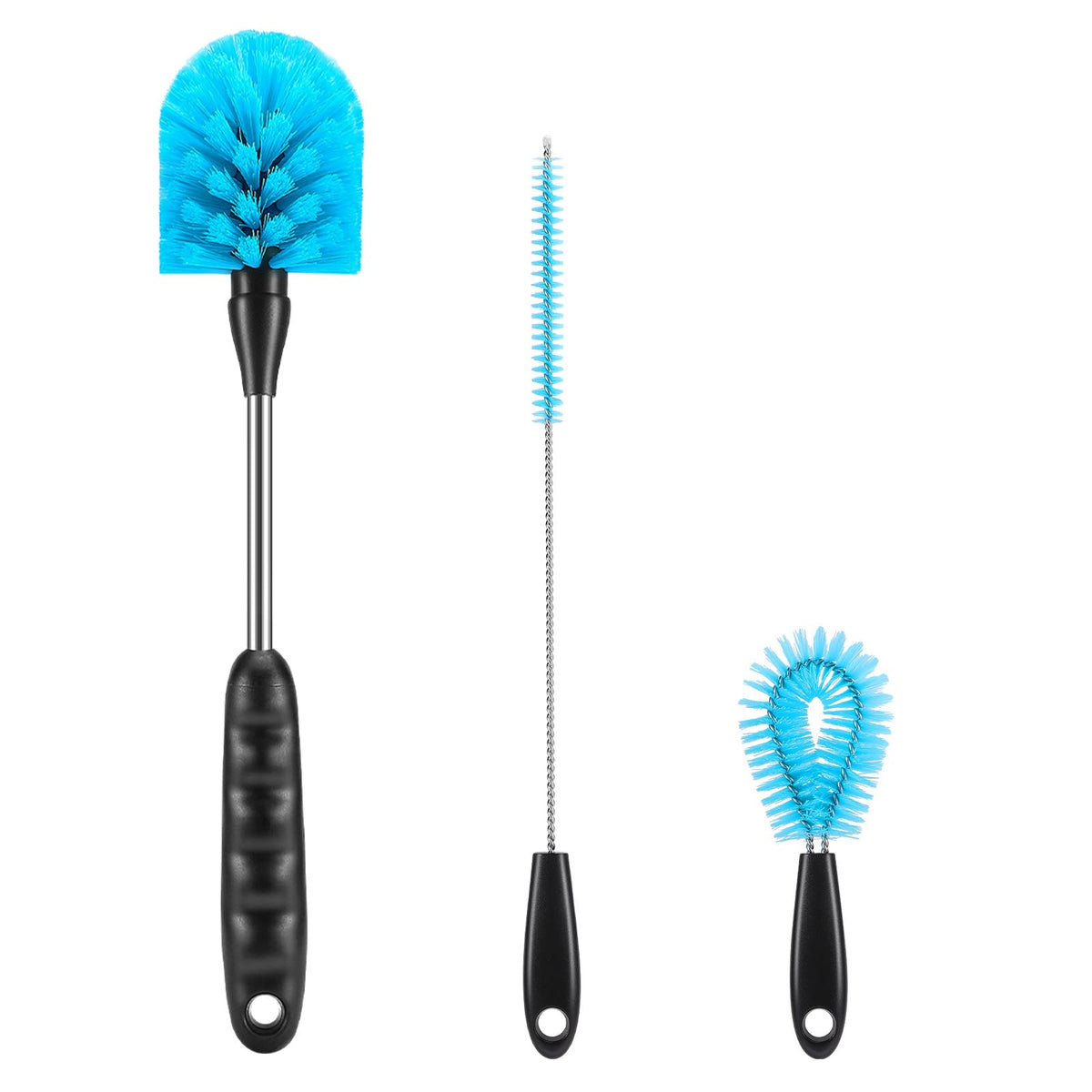 12,2 Zoll Flaschenbürsten-Set, 3-teilig, für Kaffeebecher, Wasserflaschen, Babyflaschen, Strohhalme, To-Go-Becher, langstielige 3-in-1 Edelstahl-Flaschenbürsten.