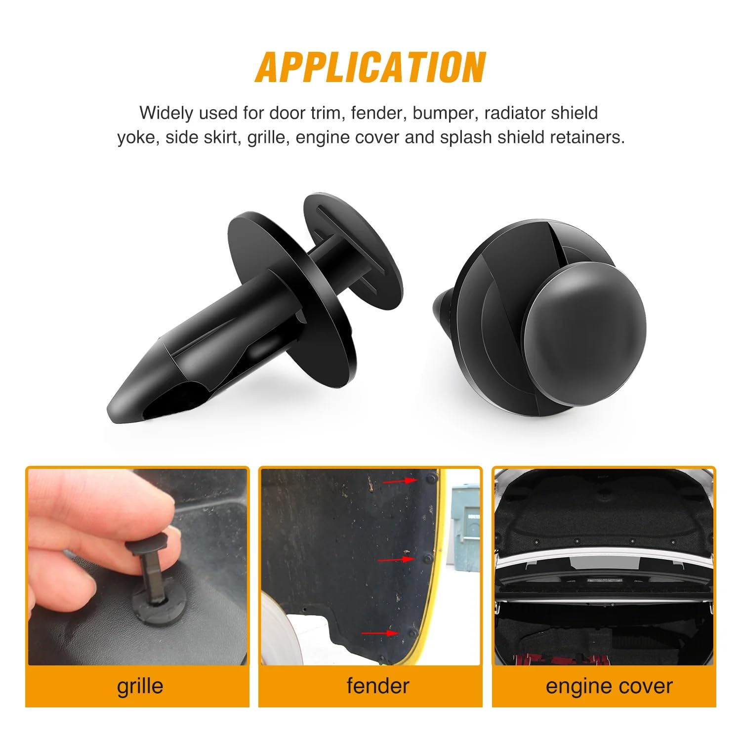 GOOACC - GRC-47 Universal Plastic Fender Clips,200 Pcs Push Bumper Fastener Rivet Clips with 6 Size Auto Body Retainer Clips Bumpers,Car Fender Replacement for GM, Ford & Ch