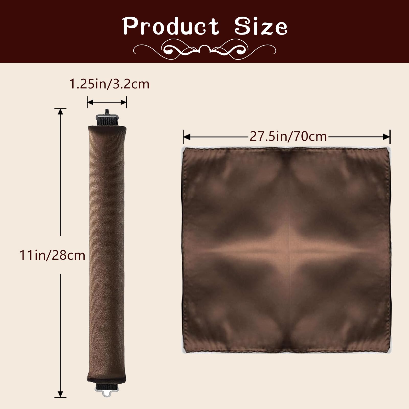 HAIOLORPRO Heatless Hair Curler Velvet, Heatless Curls Overnight Hair Curlers to Sleep in, Overnight Blowout Rods Heatless Curls for Short Long Hair All Hair Types Styling Tools-5PCS Brown