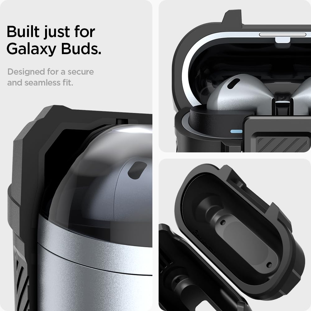 Spigen Lock Fit Designed for Samsung Galaxy Buds3 FE (2025) / Buds3 Pro (2024) / Buds 3 Case (2024) Cover with Secure Locking Protection - Matte Black