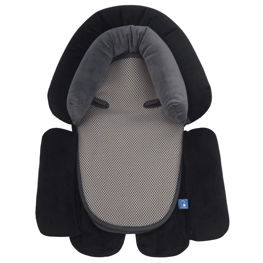 COOLBEBE دعامة 3 في 1 مطورة لجسم الطفل لحديثي الولادة والرضع والأطفال الصغار - وسادة حشوة ناعمة جدًا لمقعد السيارة، مثالية لمقاعد السيارة والعربات والأراجيح، أسود