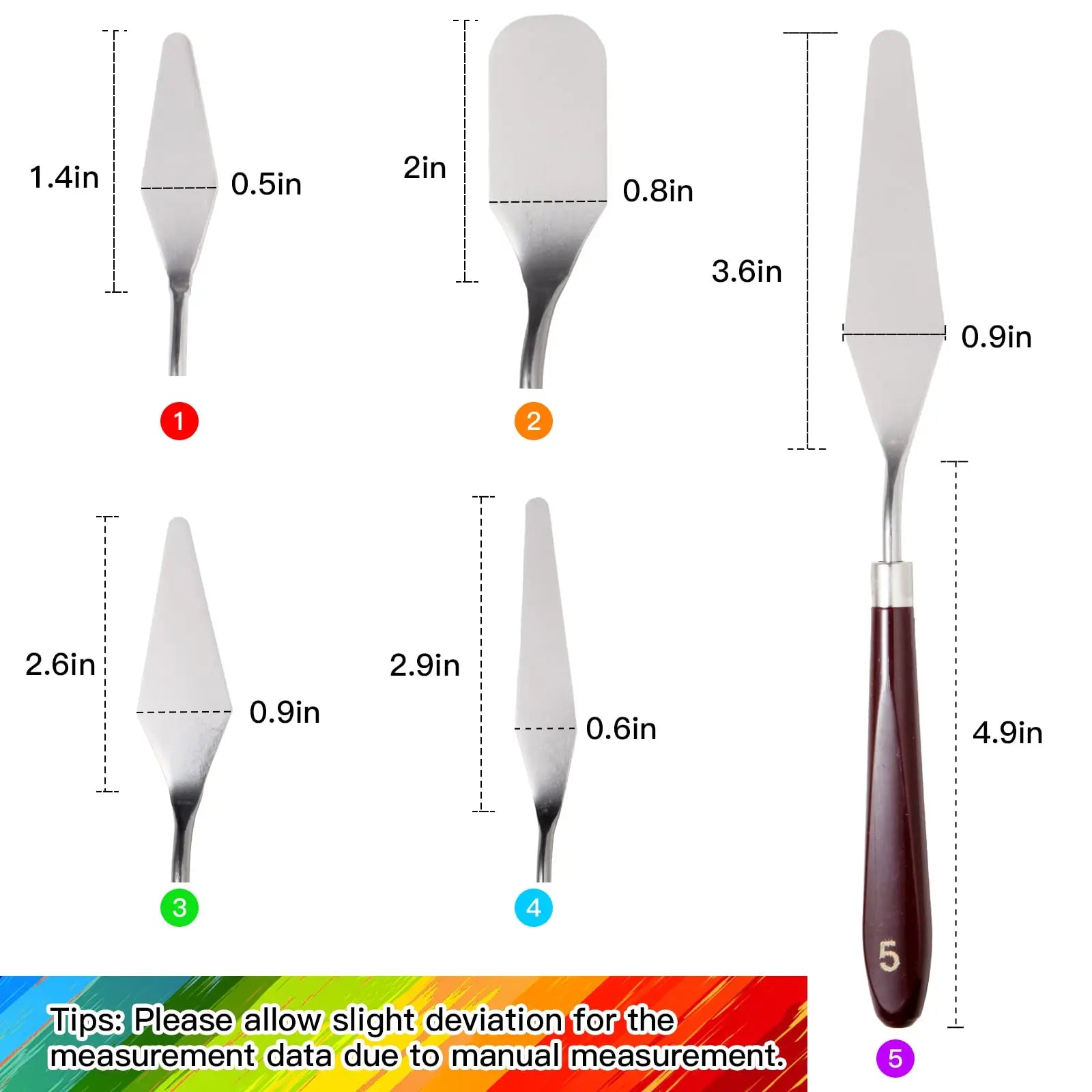 10PCS Palette Knife, Stainless Steel Painting Knife Set, Flexible Spatula Pallet Knife, Metal Artist Knives, Oil Painting Accessories Color Mixing Scraper for Oil, Canvas, Acrylic Painting By CUALORK