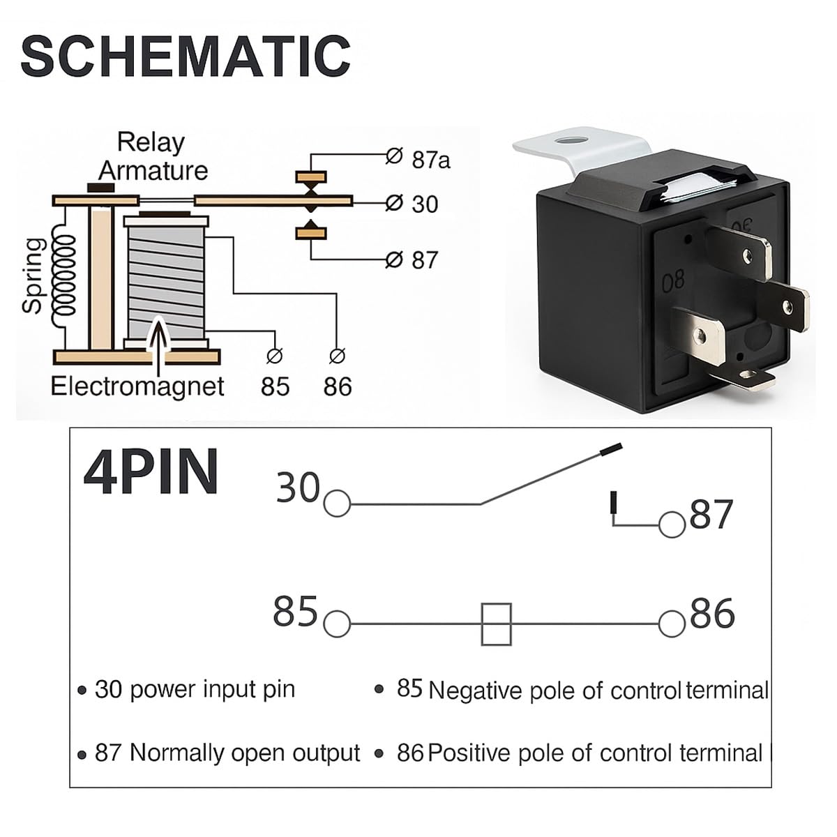Gebildet 2pcs JD1912 Car Relay Harness 12V 40A 4 Pin SPST 12AWG Harness Sockets with Built-in Diode for Automotive Truck Van Motorcycle Boat