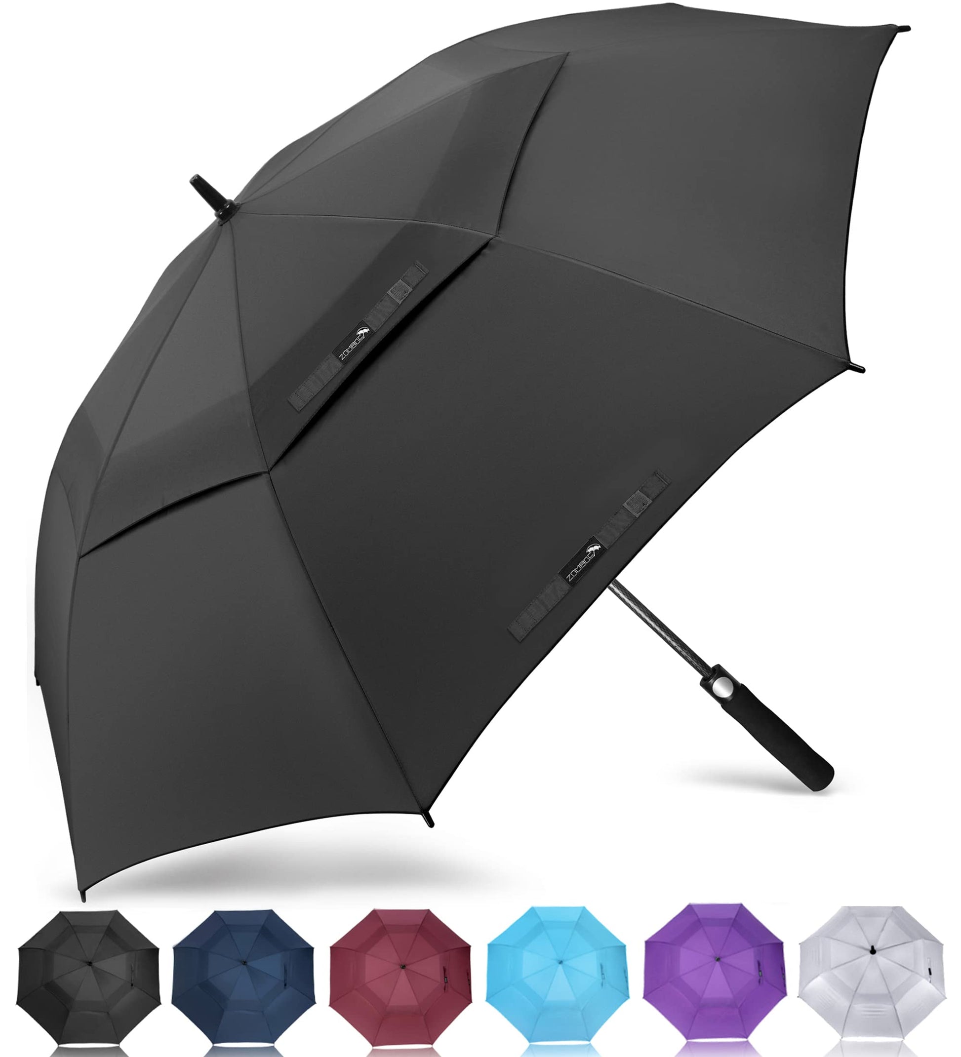 ZOMAKE Large Golf Umbrella for Rain Heavy Duty,Big Golf umbrellas Windproof,62 Inch Extra Large Oversized Umbrella(Black)