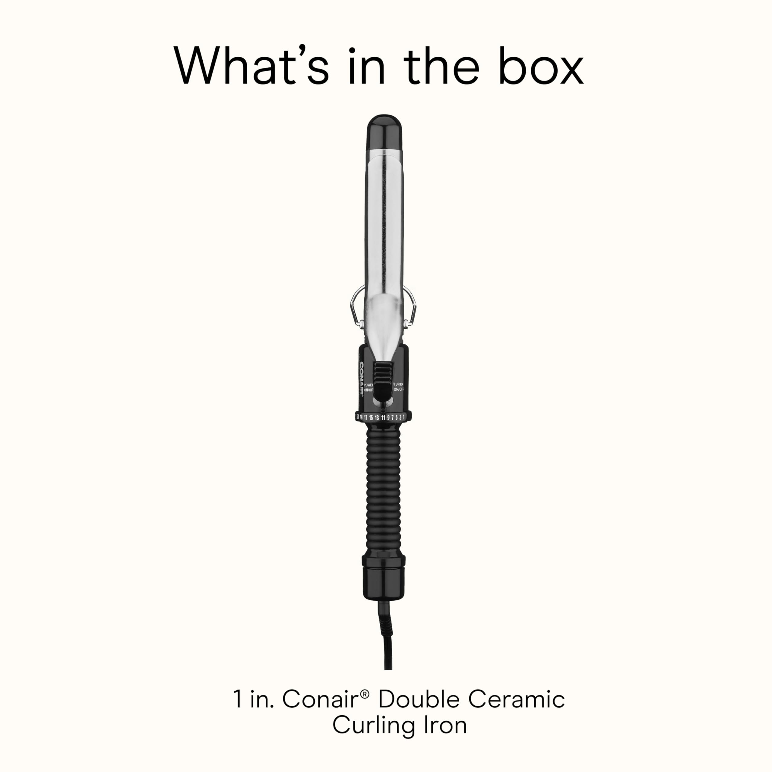 Conair Instant Heat 1-Inch Curling Iron, 1-Inch Barrel Produces Classic Curls, Hair Curler for Short, Medium, and Long Hair, 25 Heat Setting Curling Iron, Black
