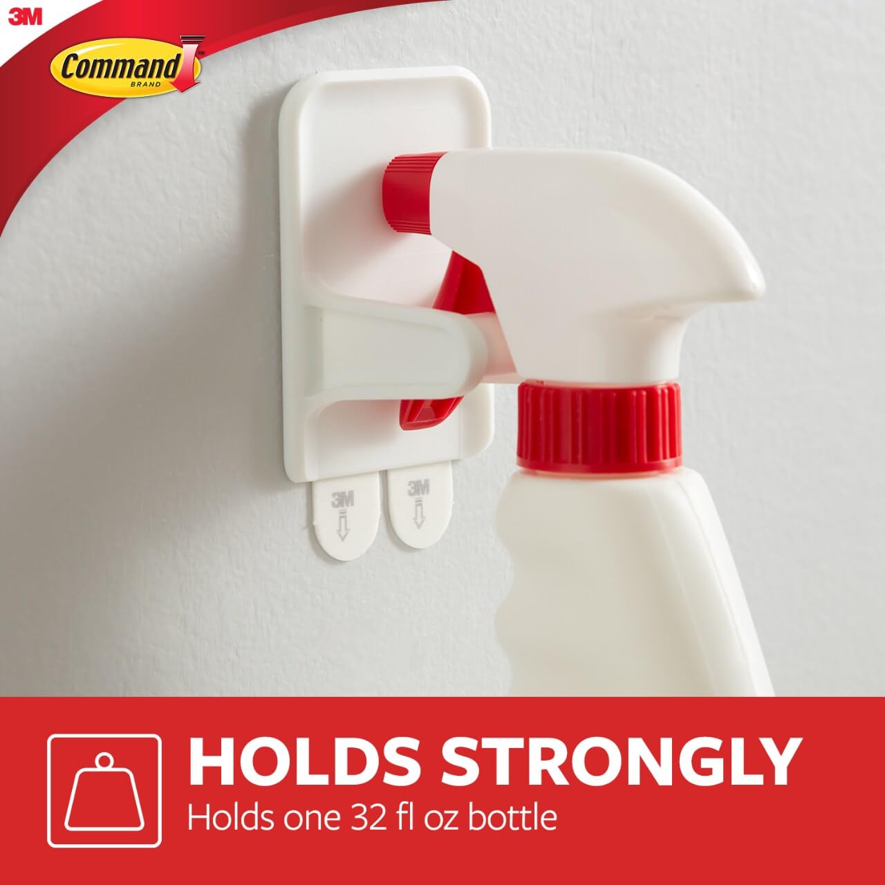 Command Spray Bottle Hangers, Holds up to 32 fl oz, 2 Hangers with 4 Command Strips, Damage Free Spray Bottle Holder Wall Mount to Cabinet, Kitchen, or Under Sink