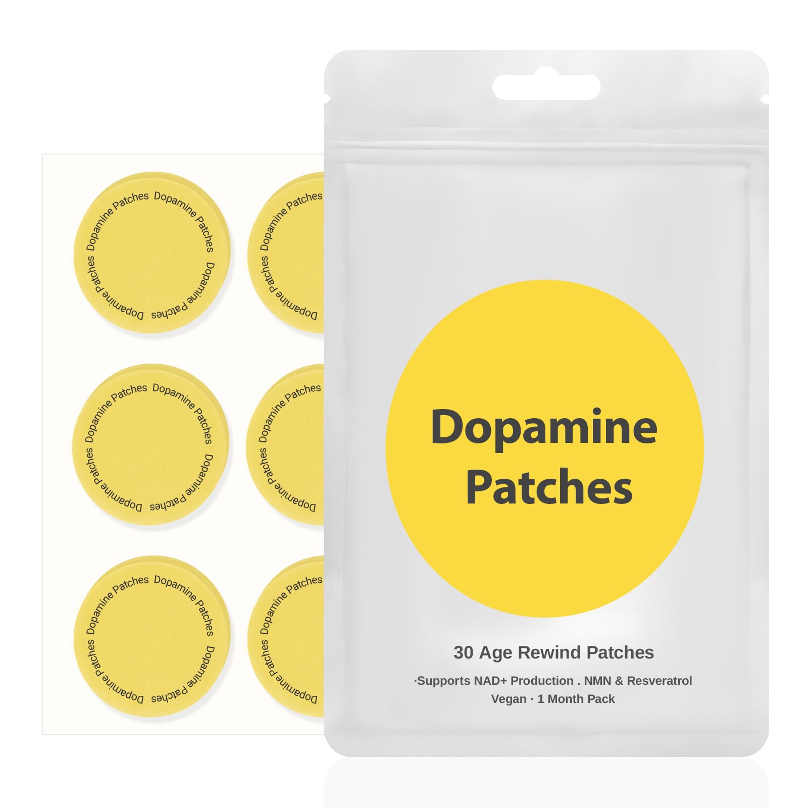 ZAXINERY Dopamine Patch | Mood Boost & Positivity Support | 30 Vegan Mood Support Patch for Daily Mental Wellness, Plant-Based Formula, Supports Dopamine & Serotonin Balance