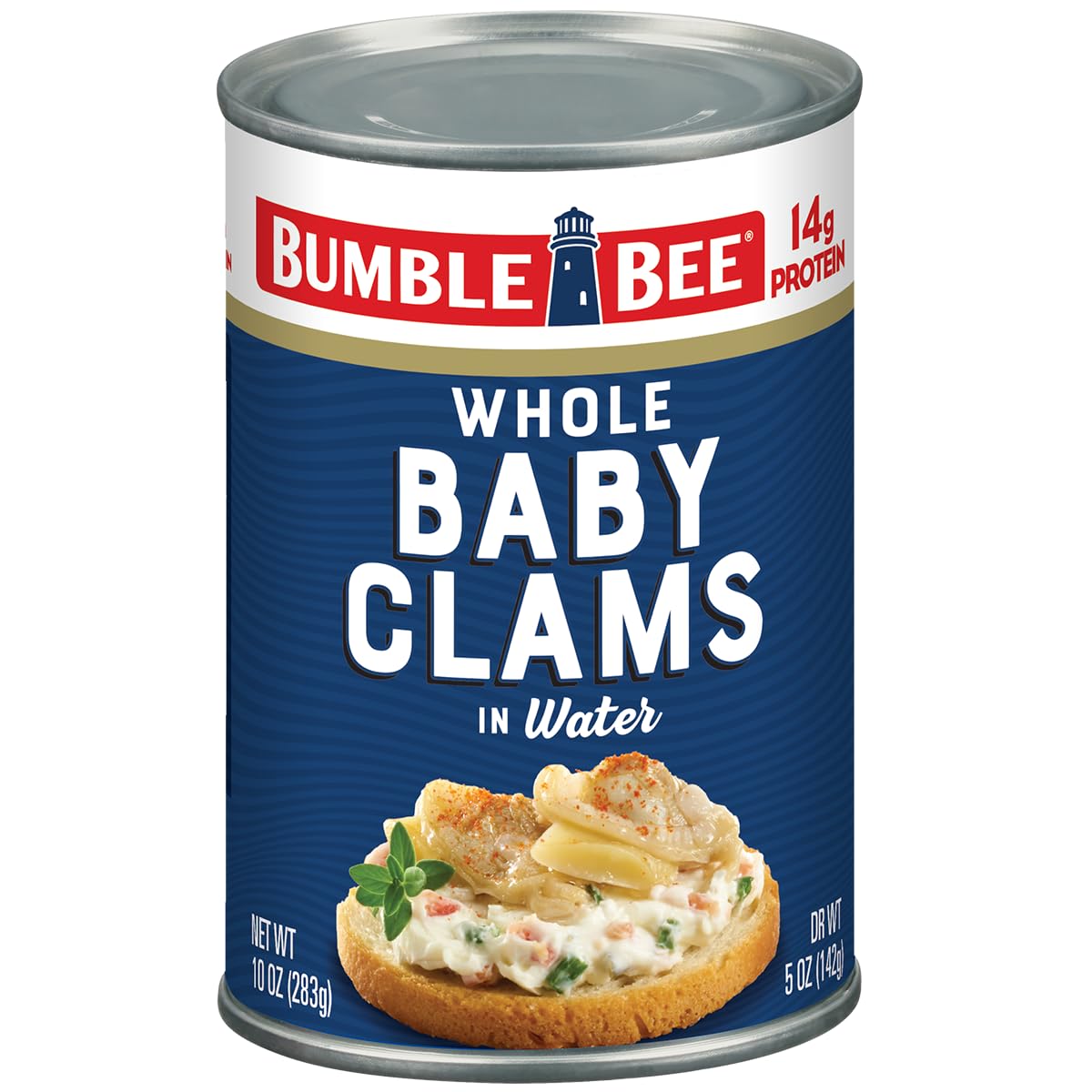 Bumble Bee Whole Baby Canned Clams, 10 oz Can - Ready to Eat - 14g Protein per Serving - Gluten Free