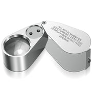 Leffis 40X Juwelierslupe Vergrößerungsglas, LED/UV beleuchtete Schmuckschleife Taschenfaltlupe mit Metallkonstruktion für Nahaufnahmen, Gartenarbeit, Kinder, Stempel, Steinsammlung