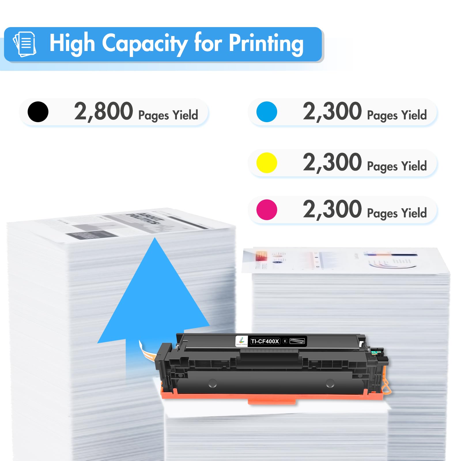 TRUE IMAGE 201X M277dw Toner Cartridge 4 Pack High Yield Compatible for HP 201X 201A M252dw CF400X Color Laserjet Pro MFP M277dw M277c6 CF401X CF402X CF403X Printer Black/Cyan/Yellow/Magenta