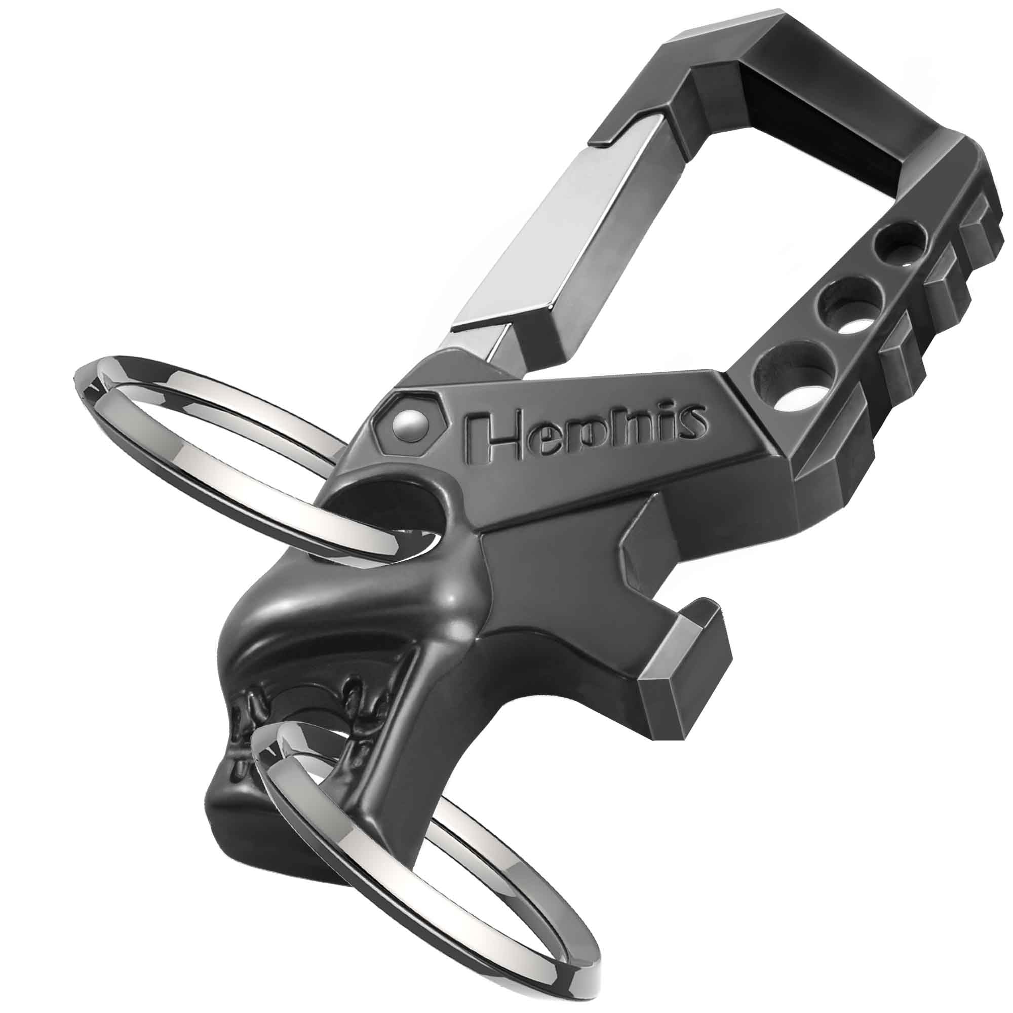 Hephis Heavy Duty Key Chain Bottle Opener,Carabiner Car Key Chains for Men and Women(Black