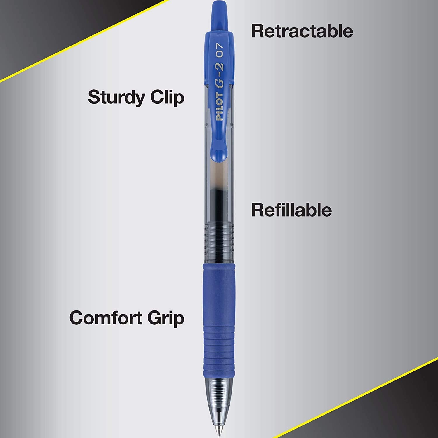 PILOT G2 Pens 0.7 mm - Fine Point, Refillable & Retractable Ballpoint Pens, Pack of 10; 5 Black & 5 Blue