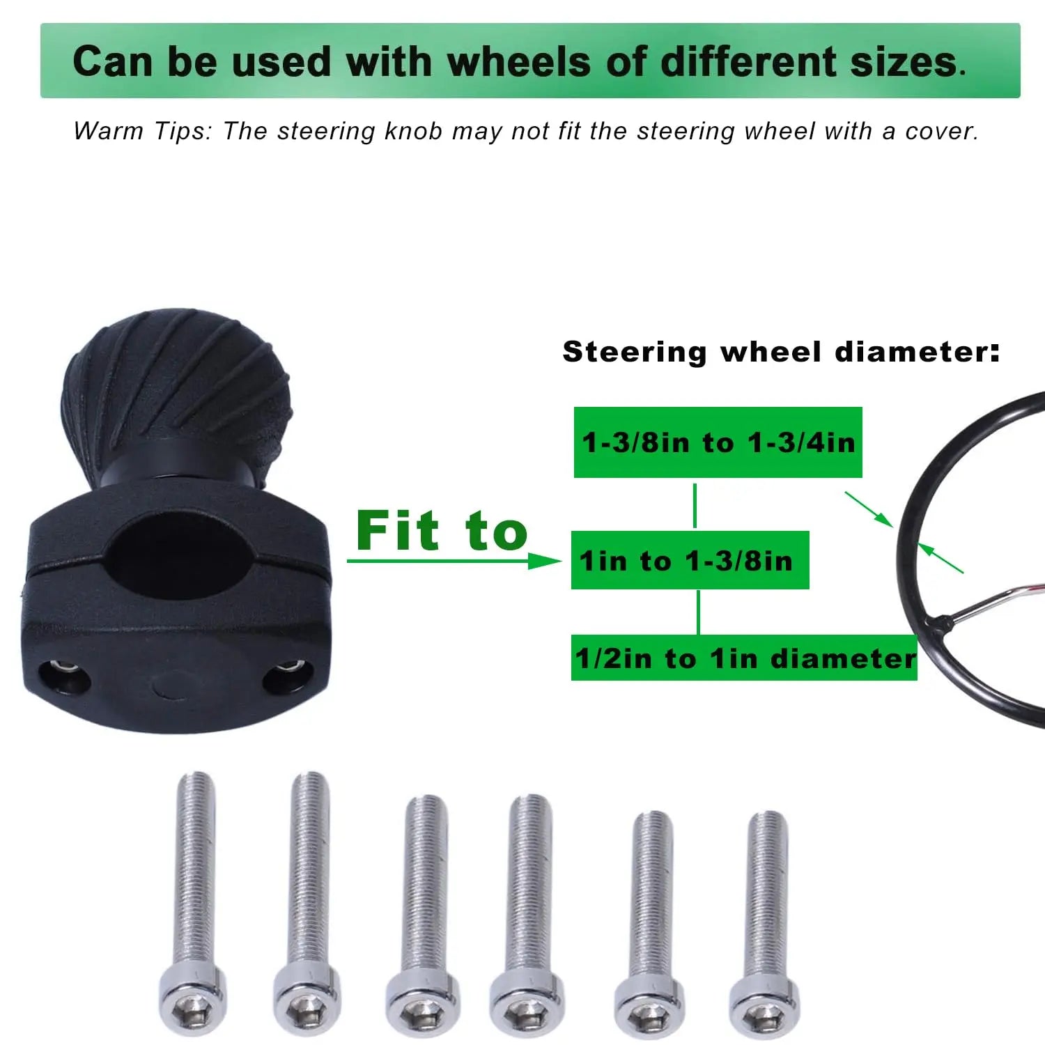 Tractor Steering Wheel Knob 𝙎𝙩𝙚𝙚𝙧𝙞𝙣𝙜 𝙒𝙝𝙚𝙚𝙡 𝙎𝙥𝙞𝙣𝙣𝙚𝙧 𝙆𝙣𝙤𝙗𝙨 for Kubota Jo-hn Dee-re Tractors, Cars, Trucks, Mowers, Forklifts, Universal Spinner Knob Steering Wheel Ball Knob