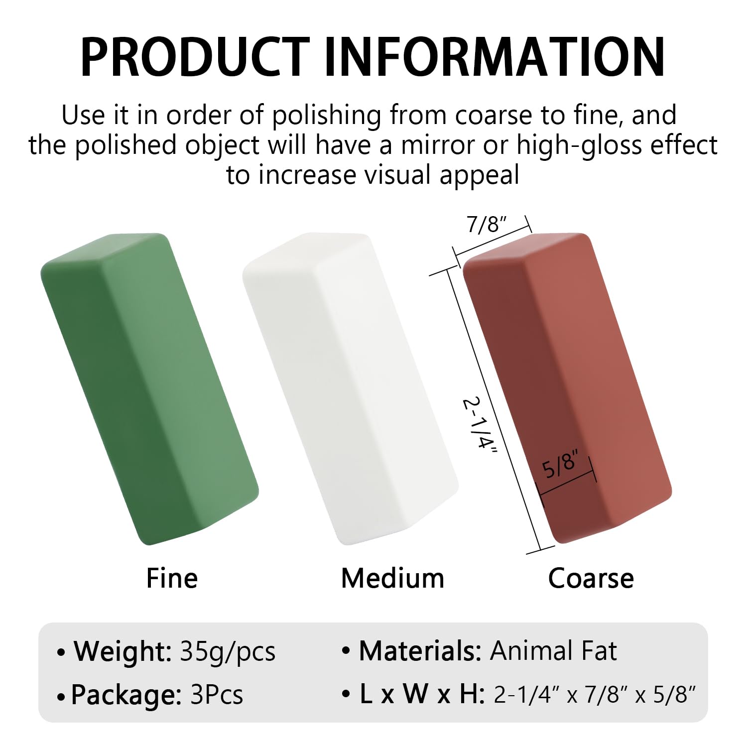 SCOTTCHEN Buffing Polishing Cutting Compounds 4 Oz. Kit - Green Fine/White Medium/Red Coarse - 3 Pack