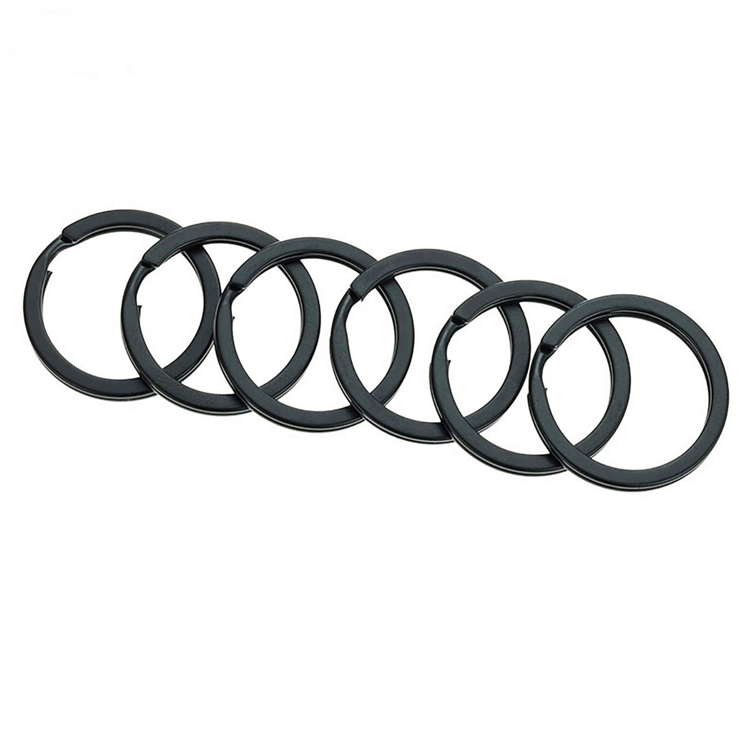 HeeYaa 10 Pieces of 1-inch Flat Key Rings - Metal Keychain Rings, Split Keyrings, Flat O-Ring for Home, Car, Office Keys Attachment (Black)