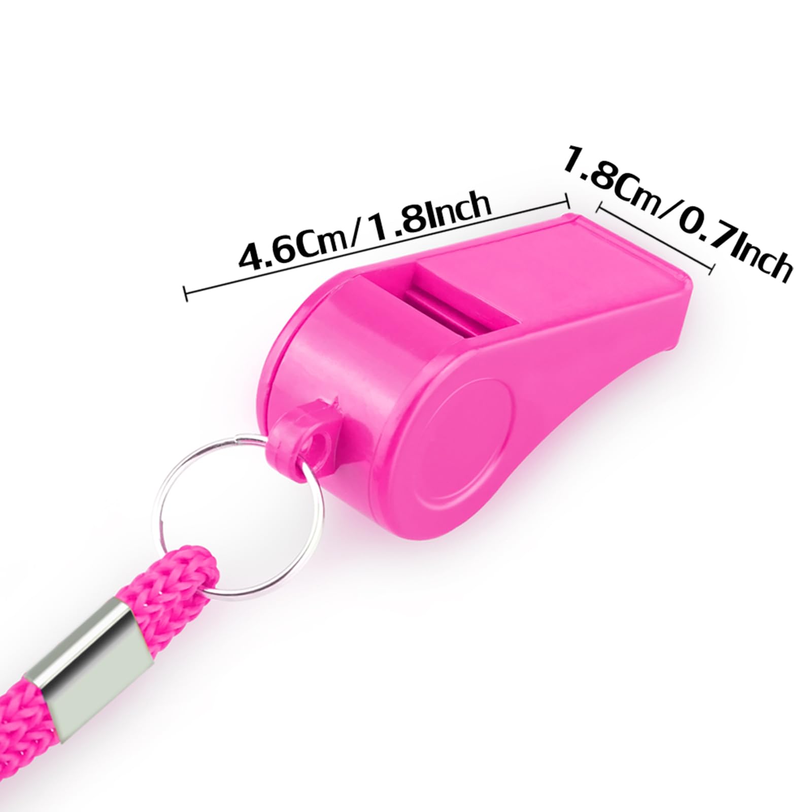 Hipat Loud Sports Whistle with Lanyard – High-Pitched Pink Plastic Whistles for Coaches, Outdoor Safety, Dog Training, Party Favors