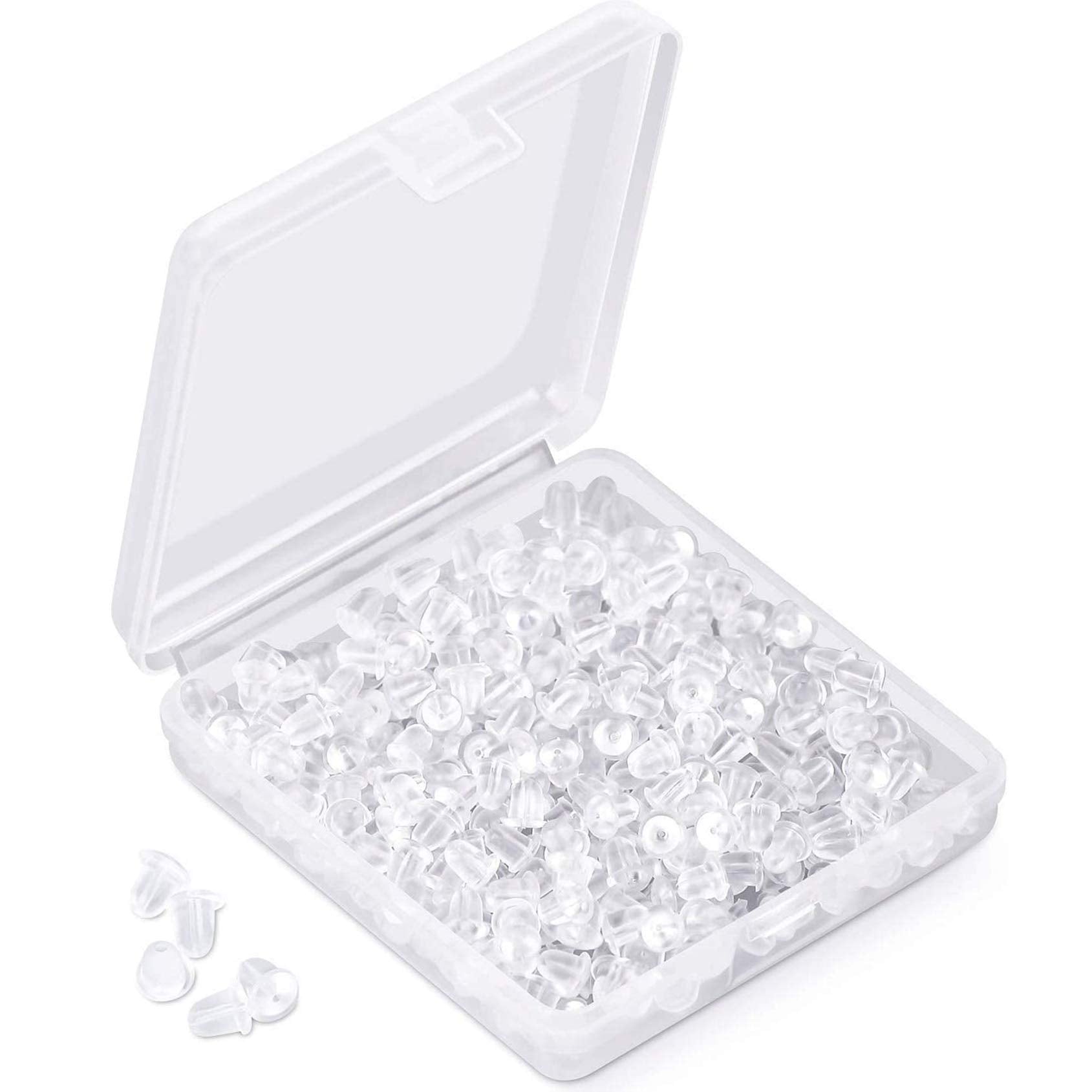 iBayam Silicone Earring Backs Earring Backings 1200 Pcs Soft Clear Ear Safety Back Pads Backstops Clutch Stopper Replacement for Fish Hook Earring Studs Hoops, Diameter 4mm