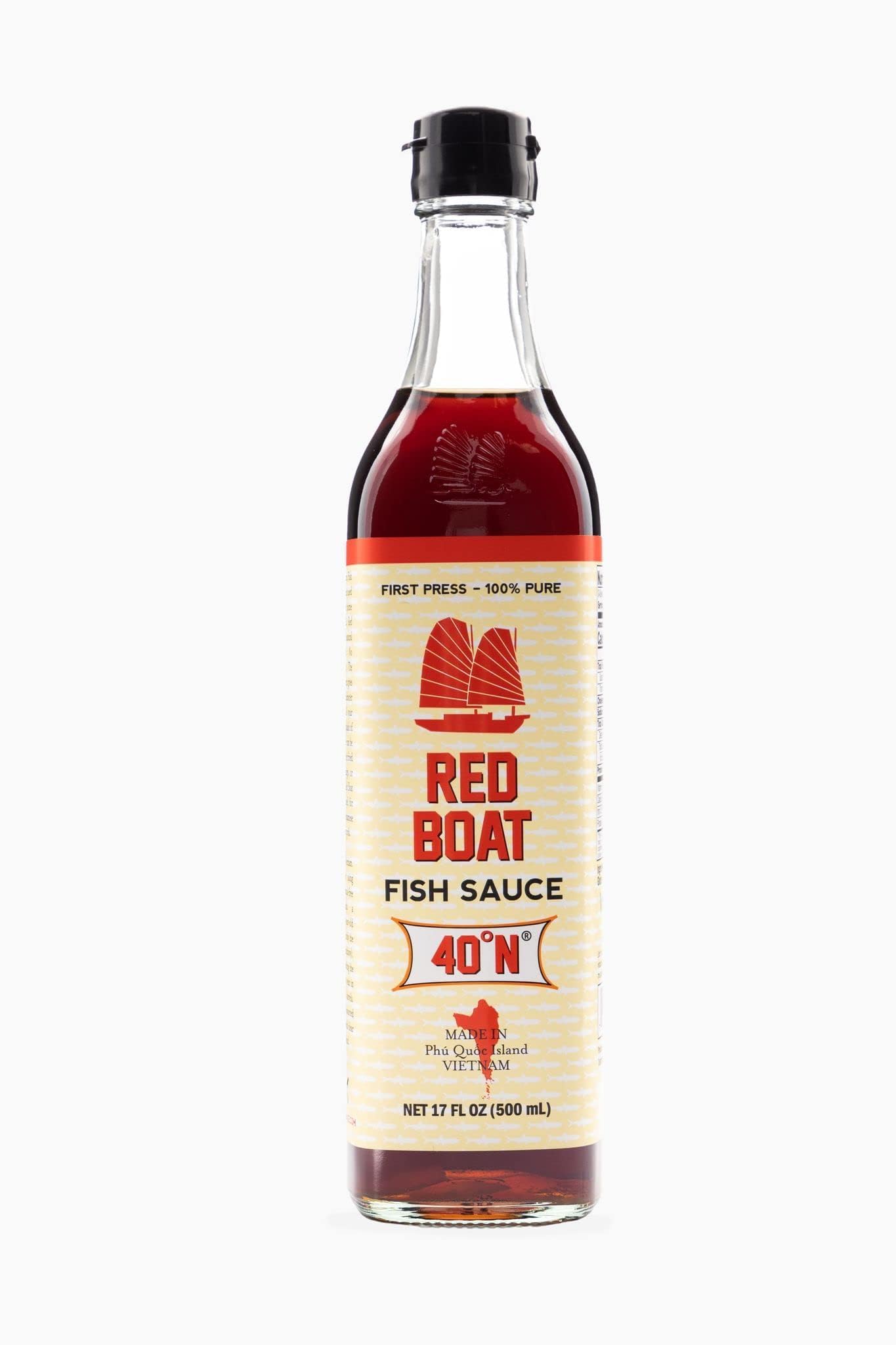 Red Boat Fish Sauce | Premium 40 degreesN Fish Sauce made with just 2 ingredients in Vietnam | Keto, Paleo & Whole 30 | Gluten and Sugar free | 17 fl oz