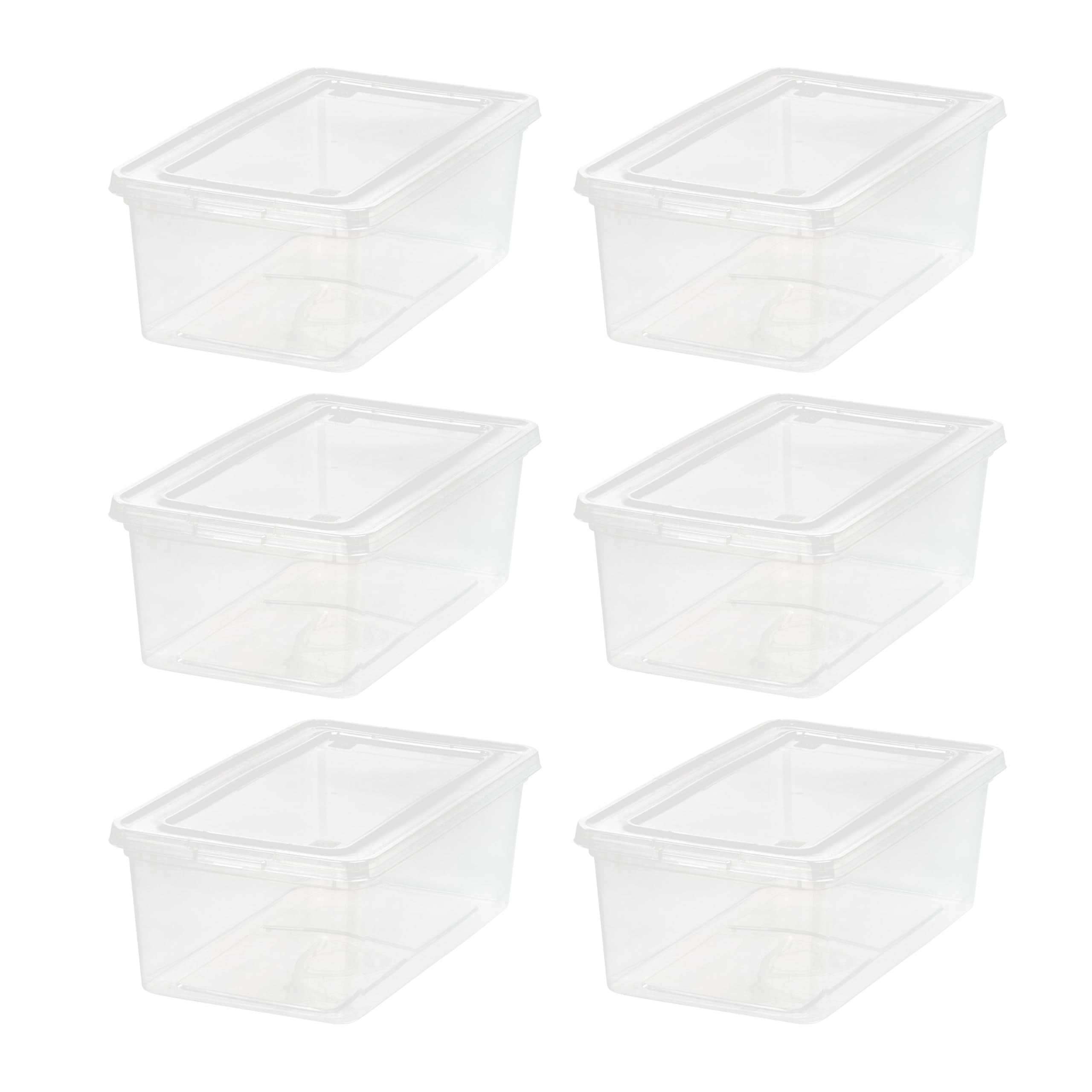 IRIS USA 6-Pack Storage Bins with Lids, 6 Quart, Shoe Boxes Clear Stackable Containers Organize Shoes Closet Shelves, Classroom Organization Teacher Tools, Game Storage - BPA-Free Plastic