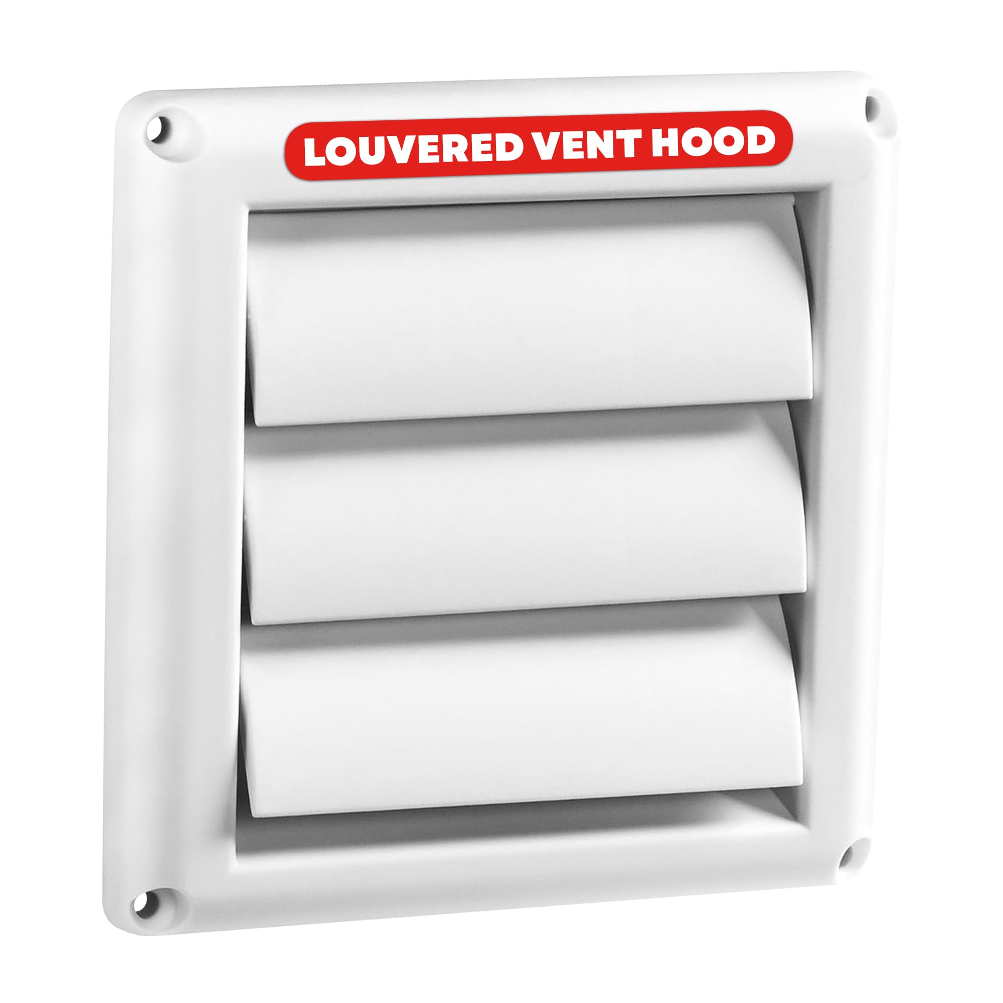 Deflecto Supurr-Vent Louvered Weather-Resistant Outdoor Plastic Dryer Vent Cover for 4 inch Pipe, UV Protection for Maximum Airflow Efficiency & Long-Lasting Durability | 6 inch x 6 inch Size | White