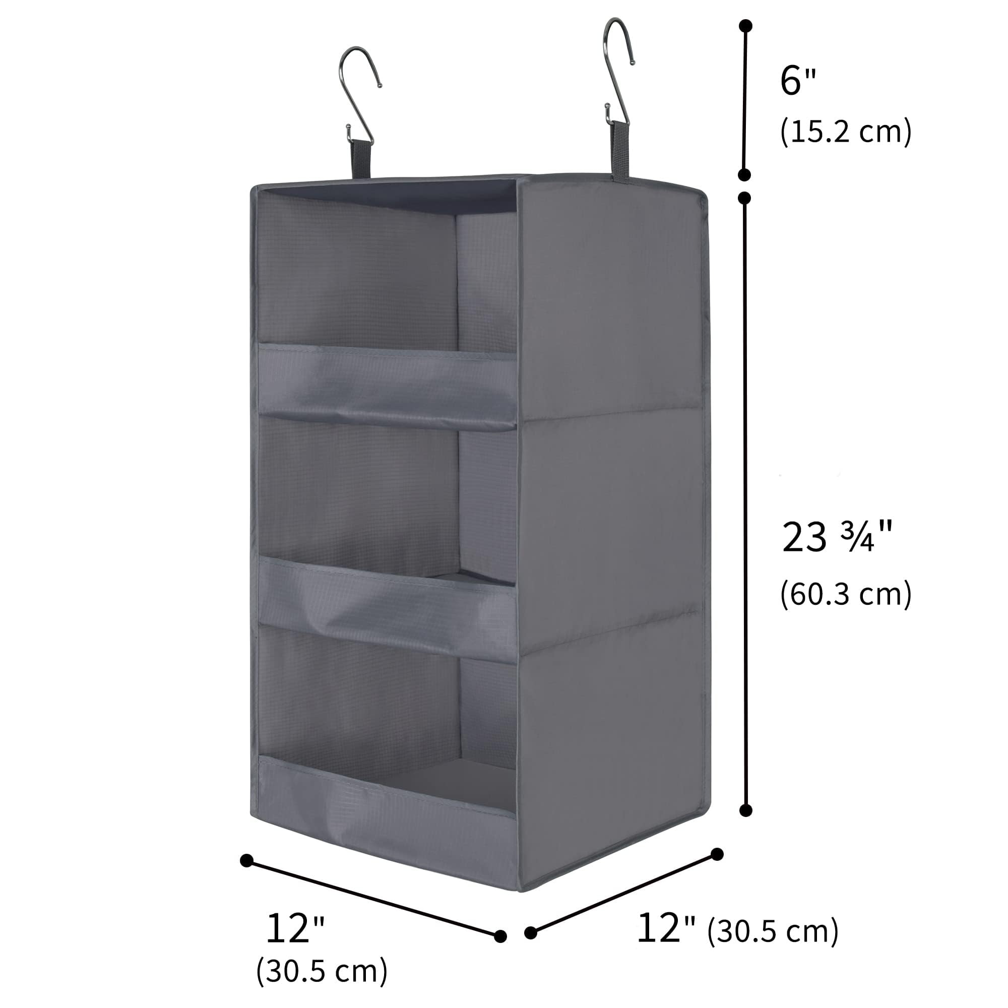 GRANNY SAYS 3-Shelf Hanging Closet Organizer and Storage, Collapsible Hanging Closet Shelves, Hanging Organizer for Closet & RV, Gray, 29 ½" H X 12" W X 12" D, 1-Pack