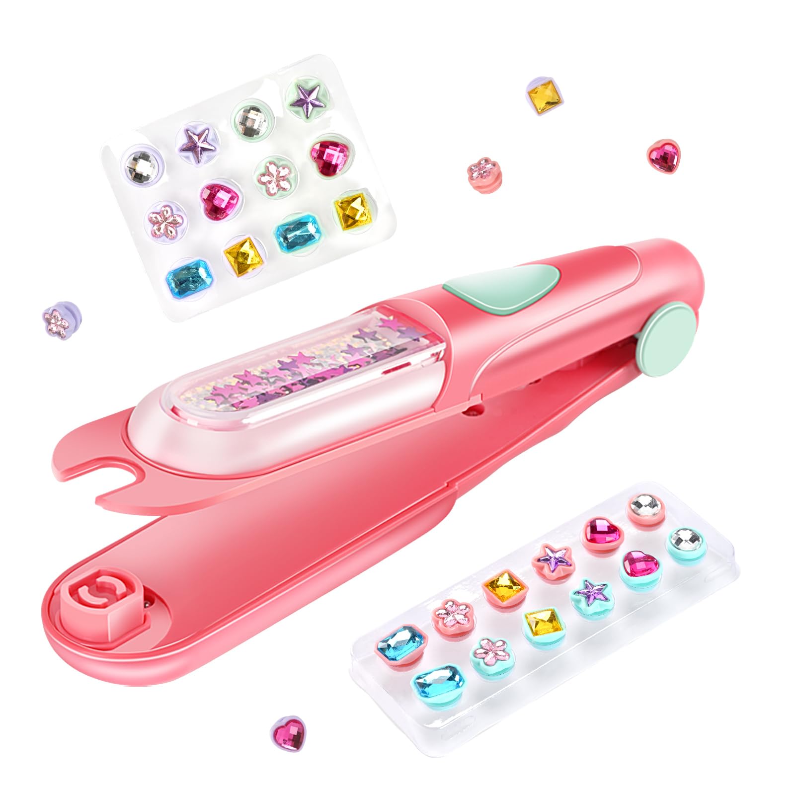 kidzkube Hair Gem Stamper Kit, Bling Hair Jewels for Girls Toys, Hair Styling Tool with Reusable Shining Diamonds, Birthday Gifts Toys for Girls Ages 3 4 5 6 8-12