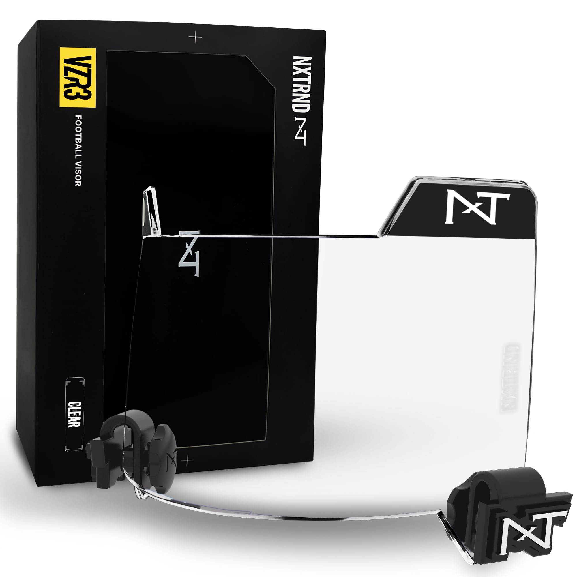 Nxtrnd VZR3 Football Visor, Curved Lens Technology, Fits Adult & Youth Football Helmets (Clear)