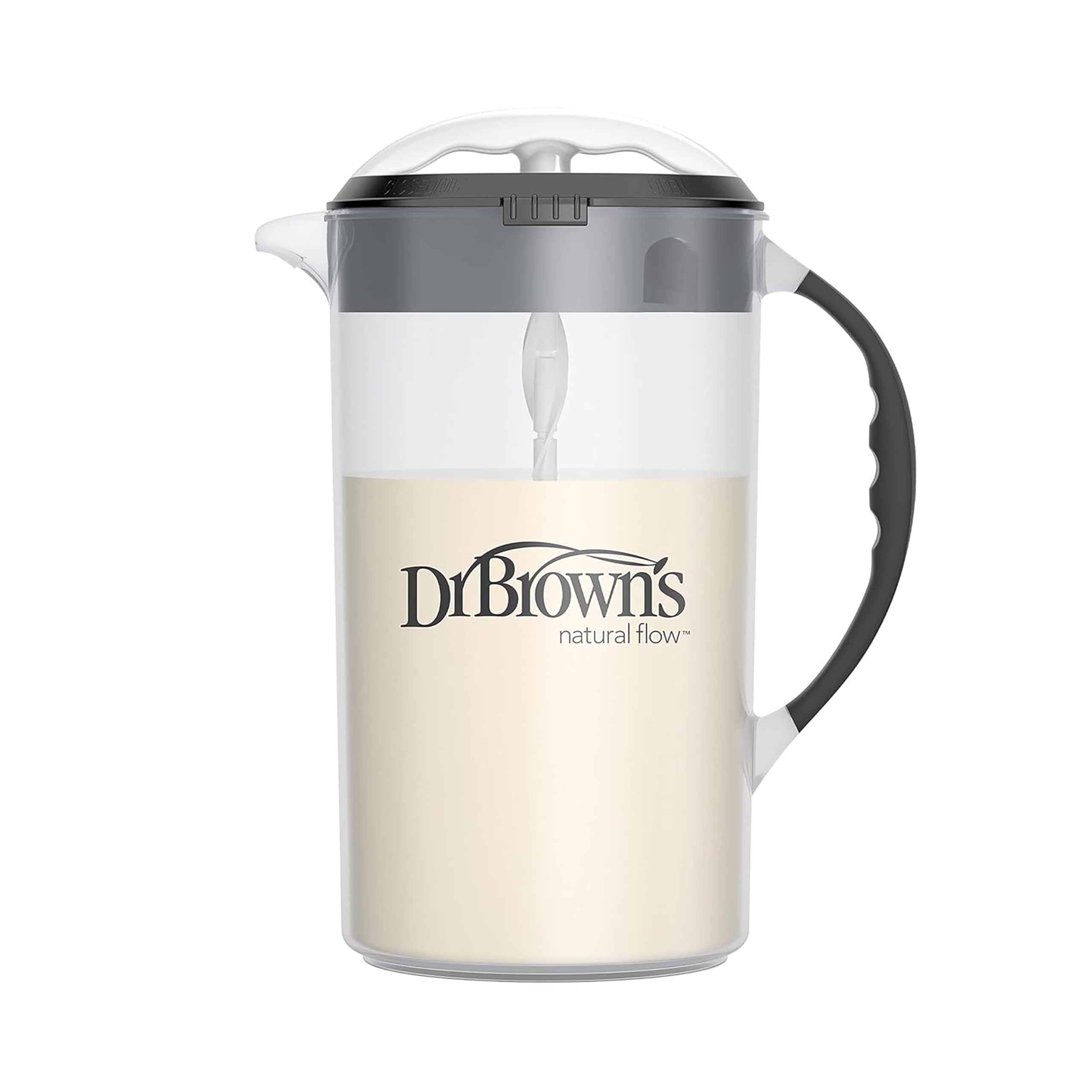 Dr. Brown's Baby Formula Mixing Pitcher with Adjustable Stopper, Locking Lid & No Drip Spout, Black, BPA Free, 36oz, 1 Pack