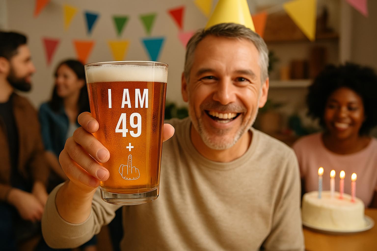 49 + One Middle Finger 50th Birthday Gifts for Men Women Beer Glass – Funny 50 Year Old Presents - 16 oz Pint Glasses Party Decorations Supplies - Craft Beers Gift Ideas for Dad Mom Husband Wife 50 th