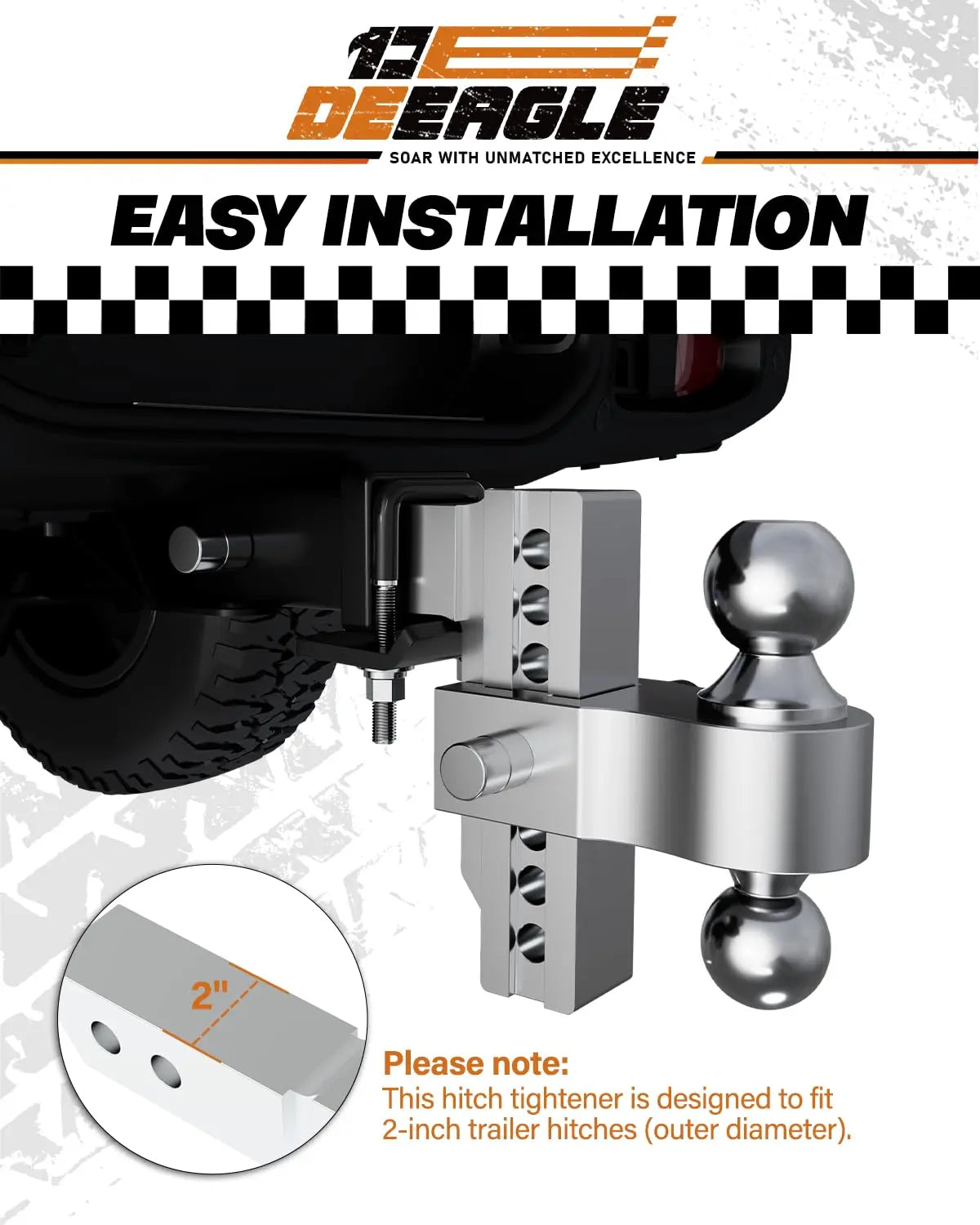 DEEAGLE Hitch Tightener Anti Rattle Stabilizer for 1.25" to 2" Trailer Hitches Reduce Movement On Hitch Mount Cargo Carrier Bike Rack Boat, RV Trailer Accessories
