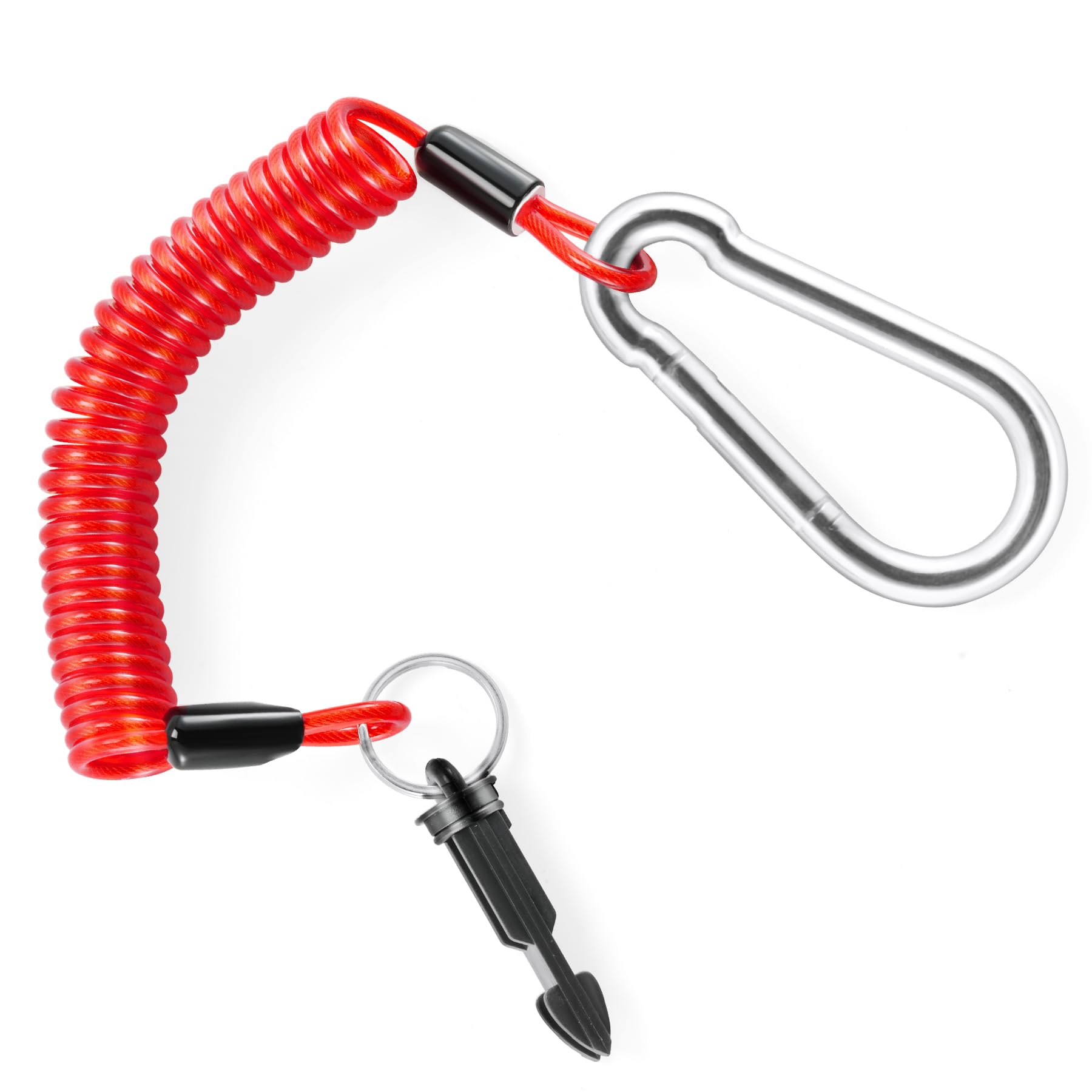 JUSTTOP 6FT Breakaway Trailer Cable,Heavy Duty Stainless Steel Spring Towing Coiled Wire,Emergency Brake Wire Camper Safety Breakaway Cable with Pin,RV Trailer Accessories