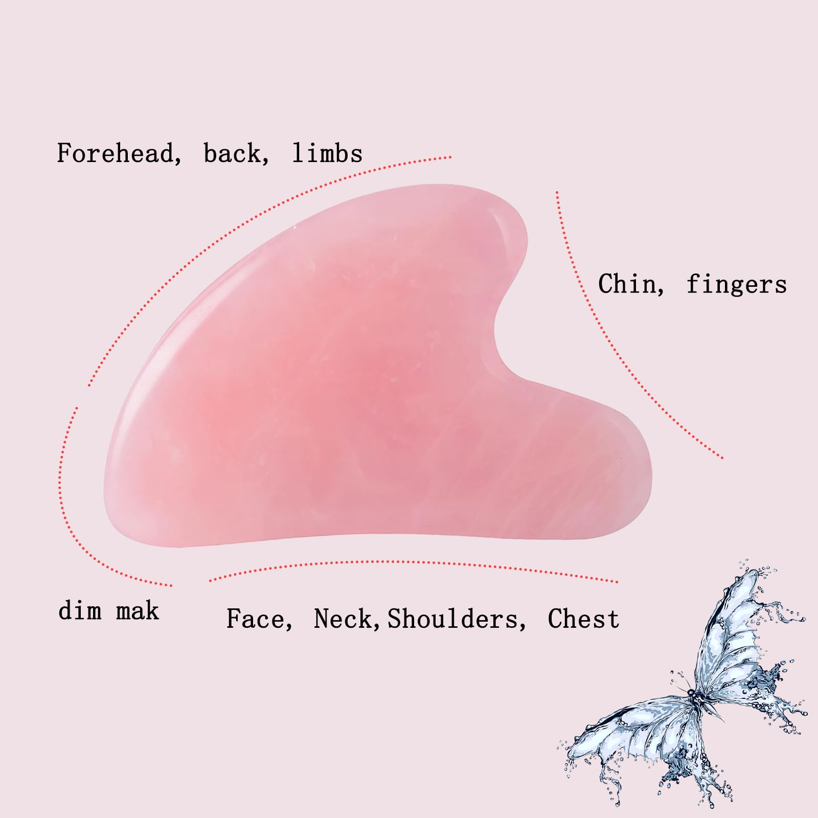 YAMHOHO Gua Sha Jade Stone Gua Sha Massage Tool, Guasha Tool for Face and Body Skin Massage. Tools for SPA Acupuncture, Pink Stone for Body Face Neck and Eye, Skin Care Gift for Woman (Pink)