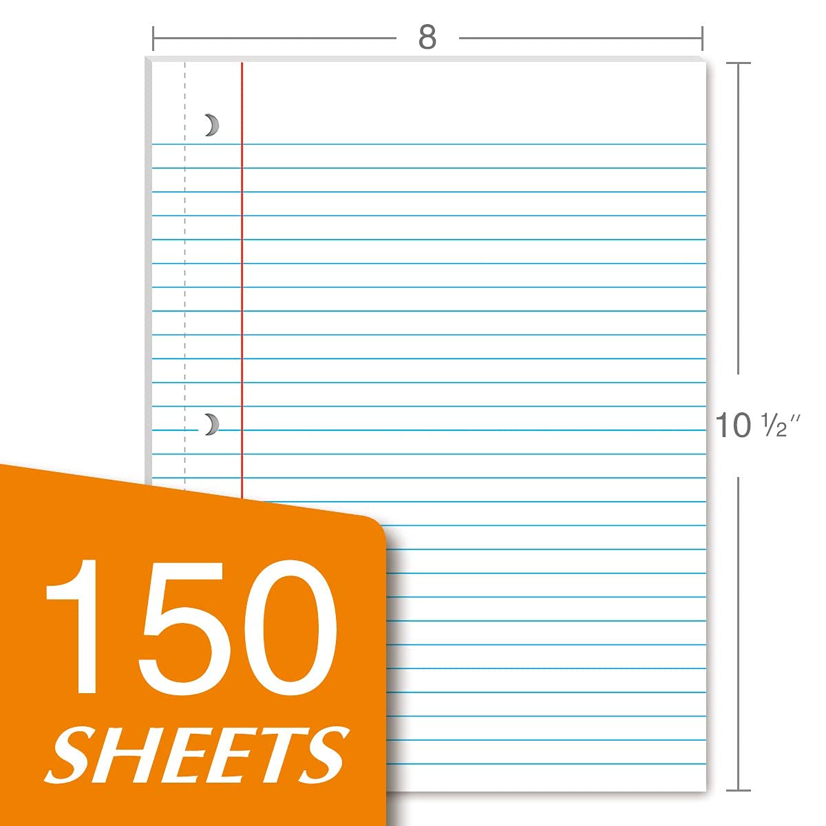 KAISA Filler Paper Loose Leaf Paper, Wide Ruled Paper, 8"x10-1/2", 3-Hole Punched Binder Paper For 3-Ring Binders,150 Sheets/pack 3Pack, F15001W