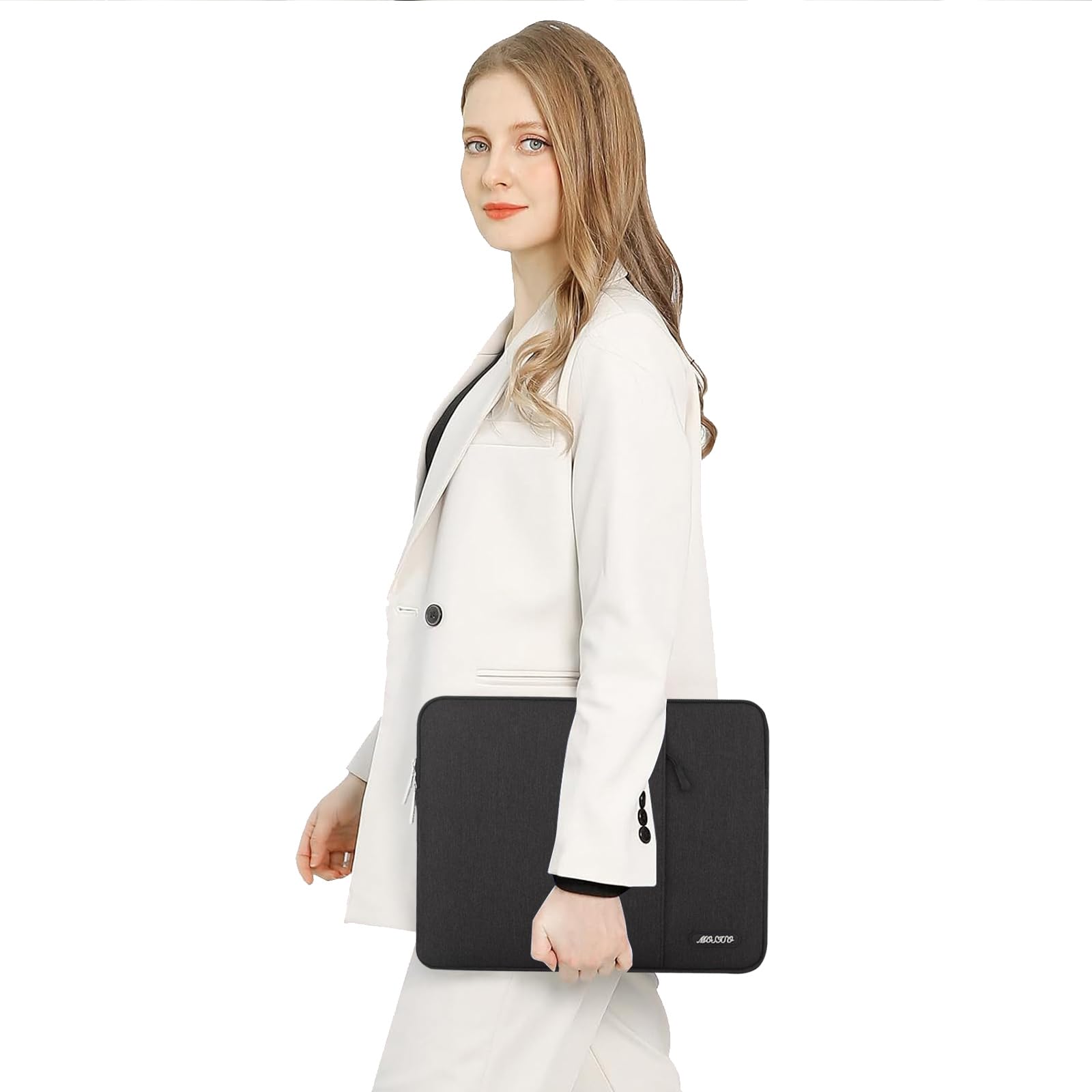 MOSISO Laptop Case 13.3 inch, 13-13.3 inch Laptop Sleeve Compatible with MacBook Air/Pro 13 / Pro 14, HP Dell ASUS Lenovo Notebook, Polyester Vertical Computer Sleeve Bag with Pocket, Black